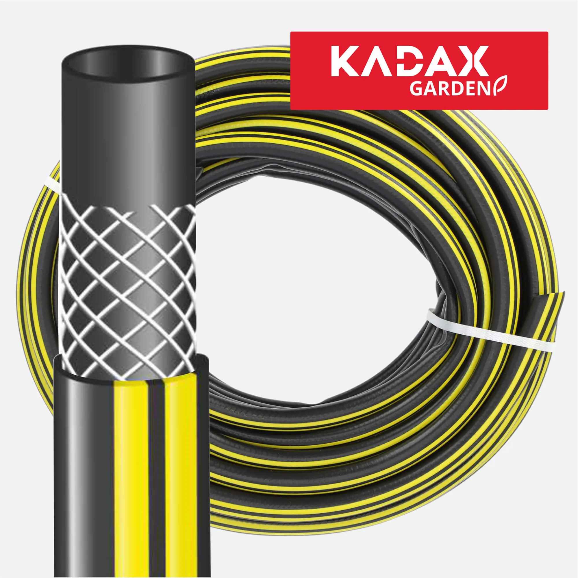 20 m 1/2 colio sodo žarna, juoda ir geltona