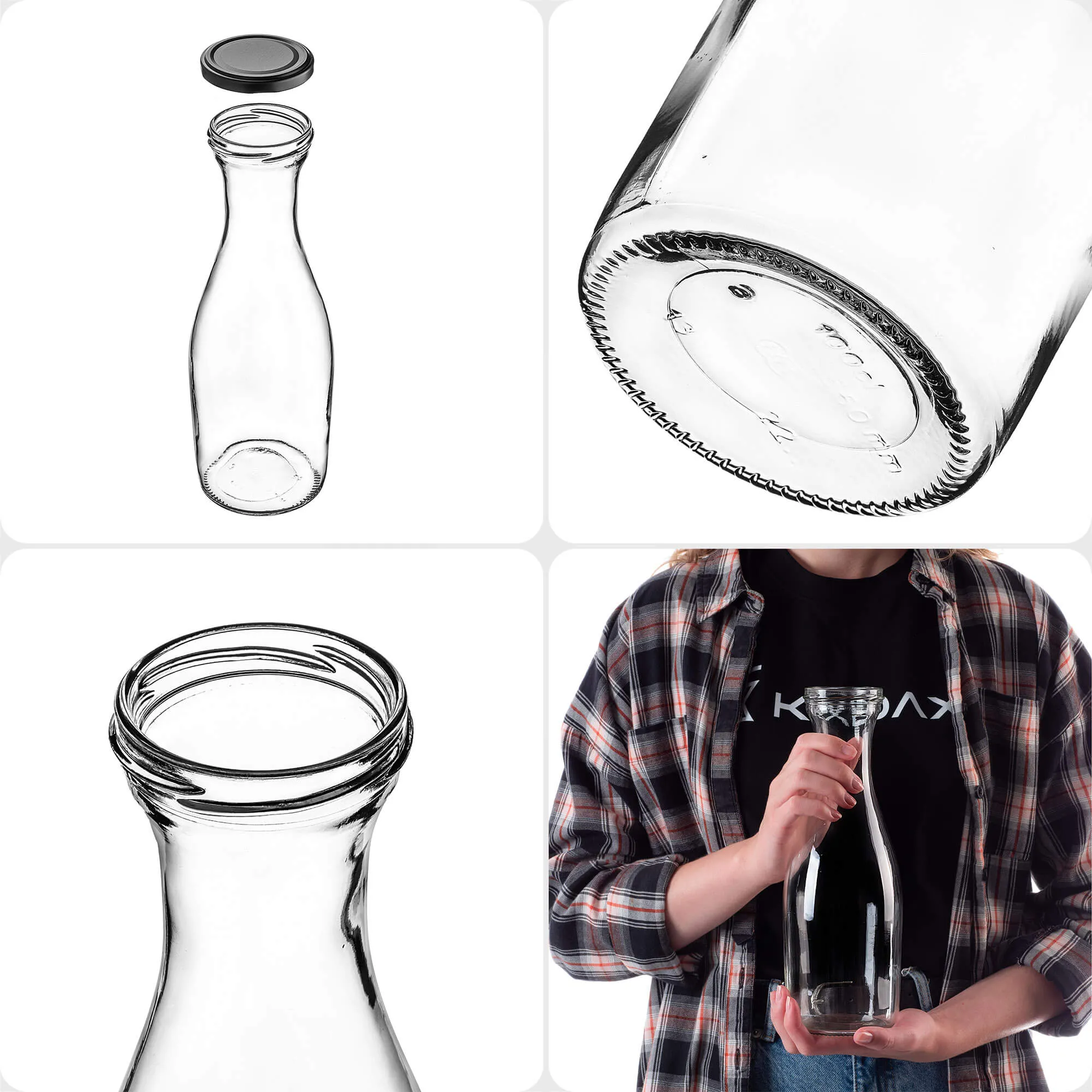 Valli 1 l stiklinis termosas su matiniu juodu dangteliu (1 vnt.).