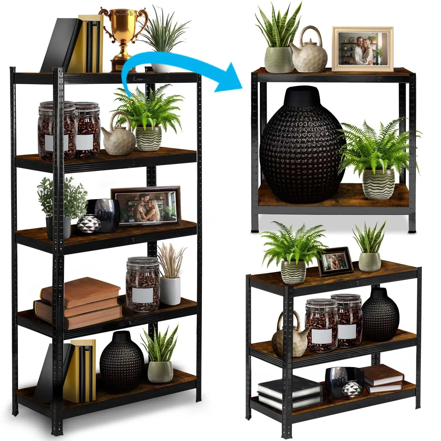 Metalinė daiktų laikymo lentyna 180 x 90 x 40 cm Humberg HR-852 juoda - nuotrauka 1