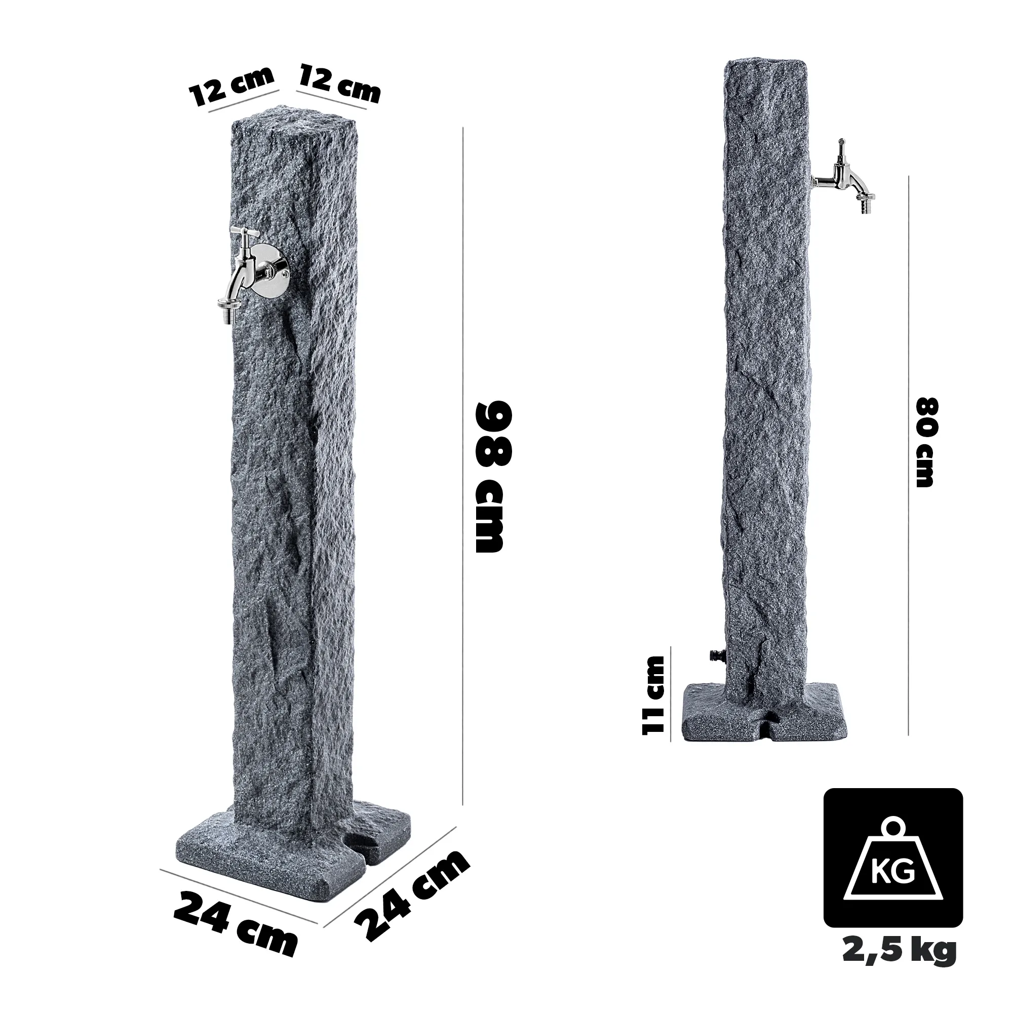 Torres antracito spalvos sodo stulpas su čiaupu