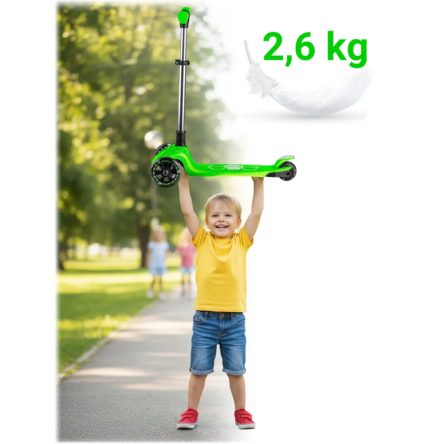 „Ricokids Jelly“ triratis balansinis paspirtukas vaikams, šviečiantis tamsoje – žalias - nuotrauka 1
