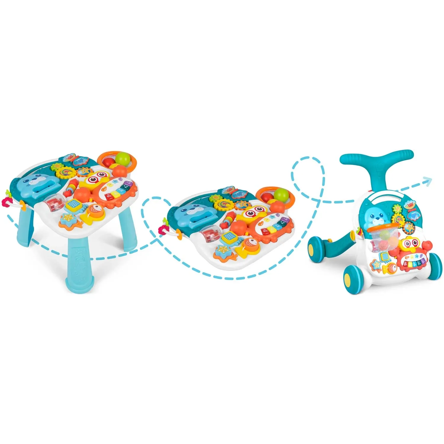 Švietimo stalas stūmimui 3in1 RK-810 baltas ir mėlynas - nuotrauka 1