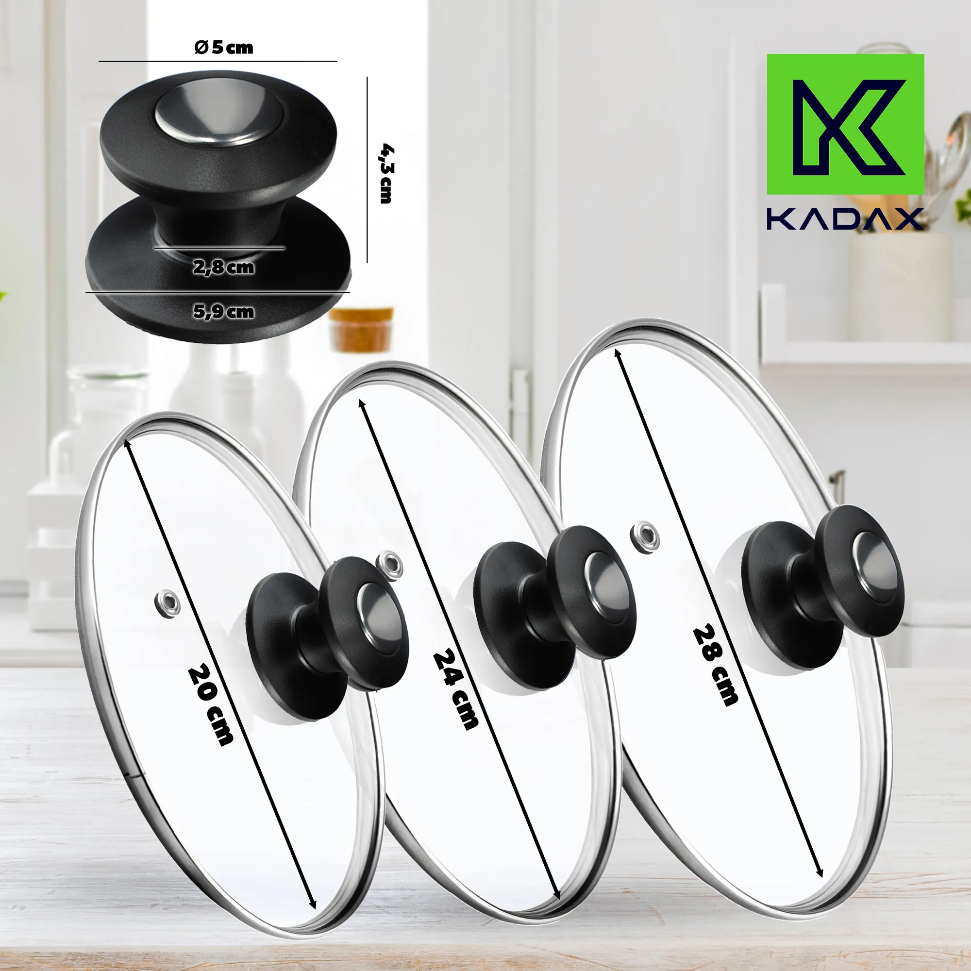 Barletta keptuvės dangčių rinkinys, atsparus karščiui, 20, 24, 28 cm