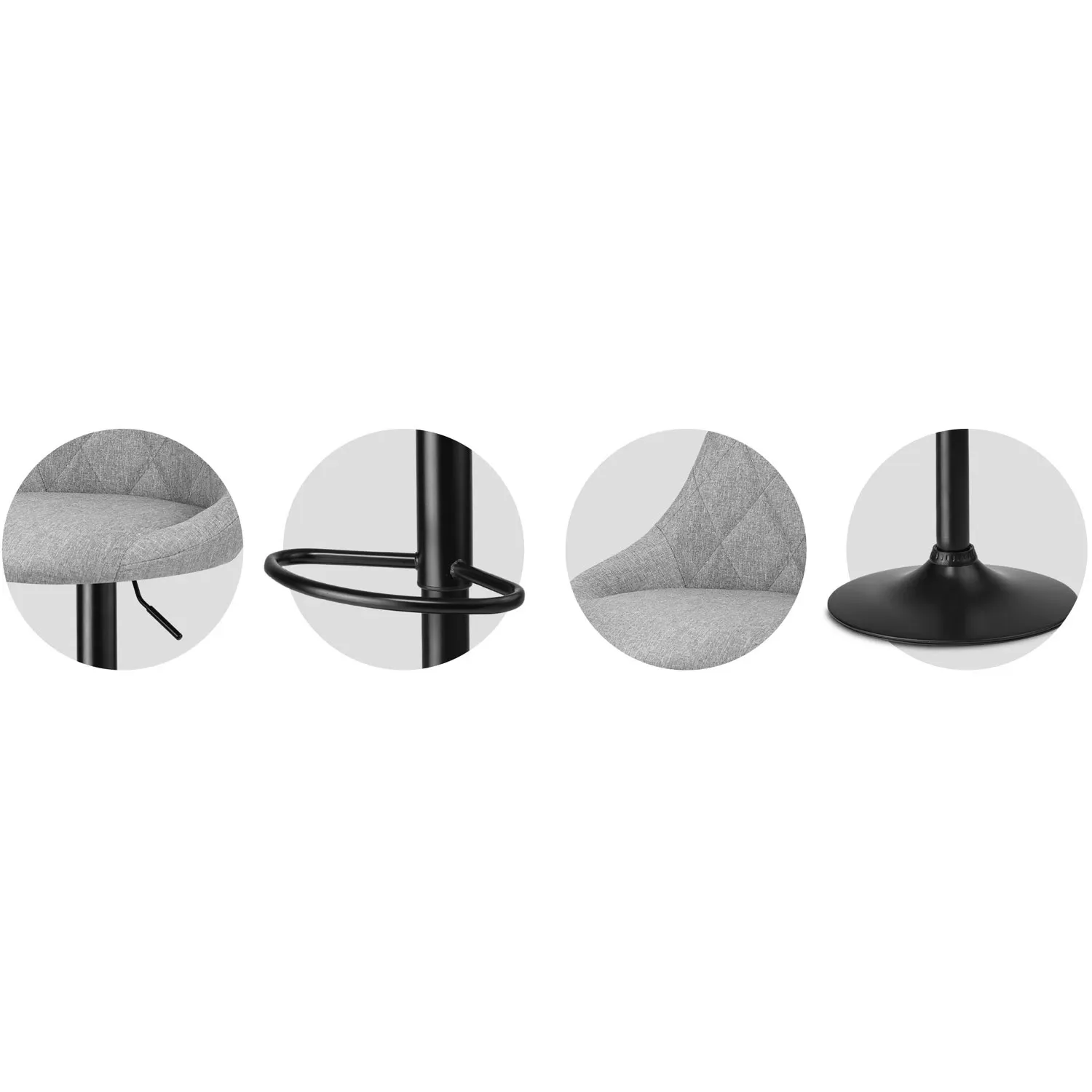 Nerra baro kėdė su atlošu, pilkas audinys - nuotrauka 1