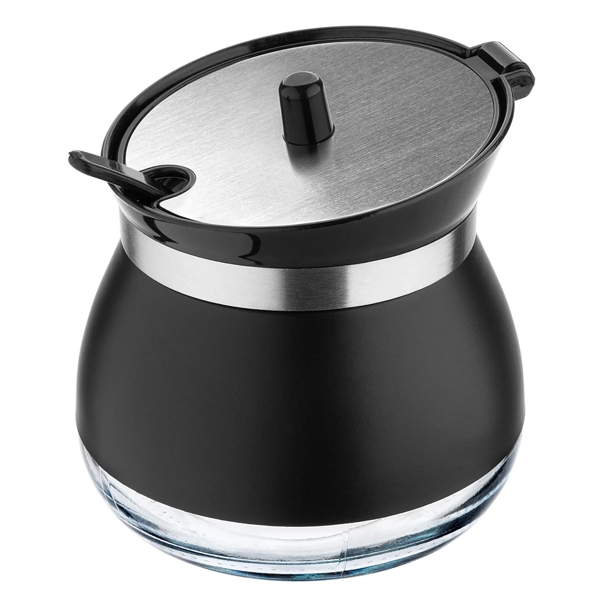 Lerin stiklinė cukrinė su šaukšteliu, 270 ml, juoda