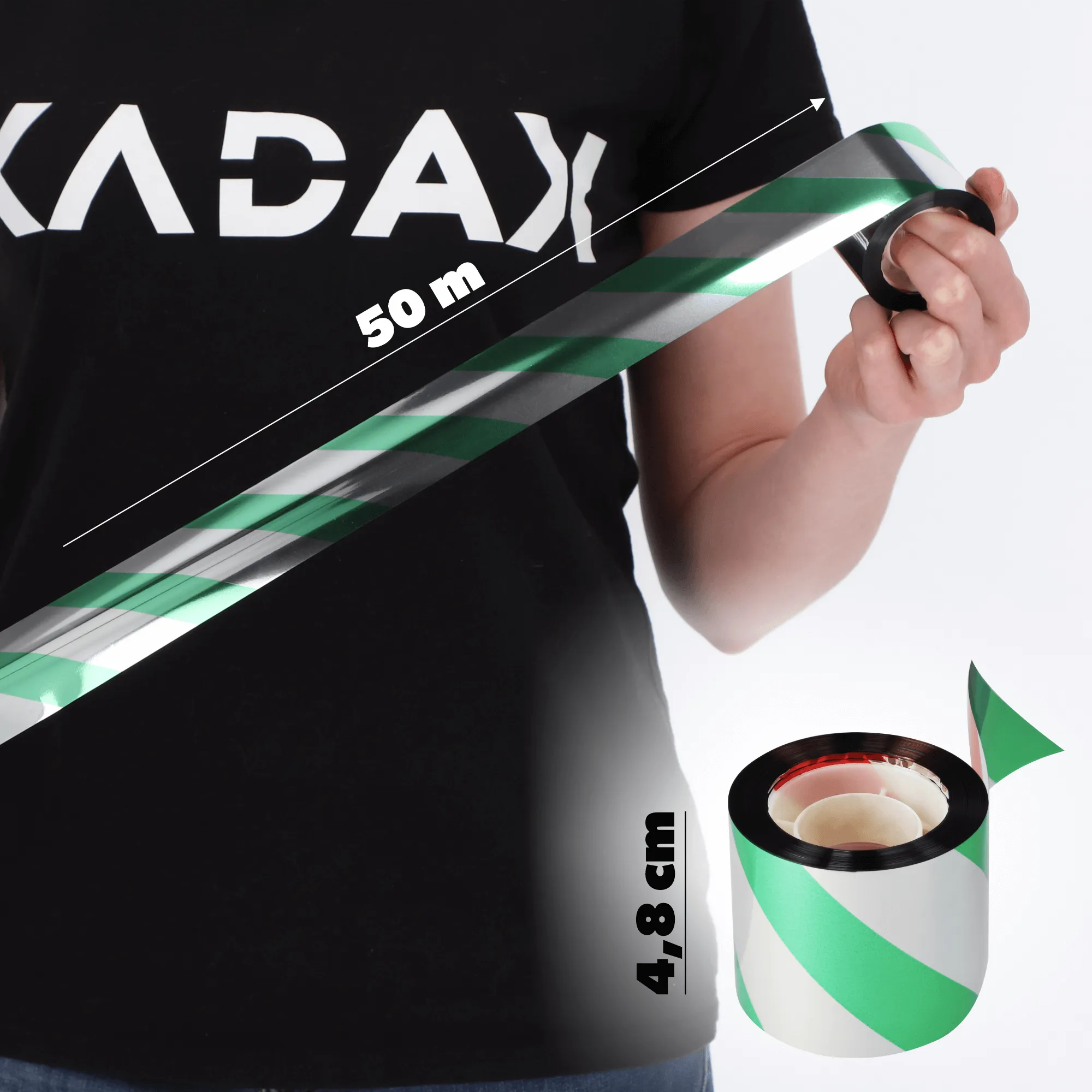 Šviesą atspindinti juosta nuo paukščių 4,8 cm x 50 m, žalia