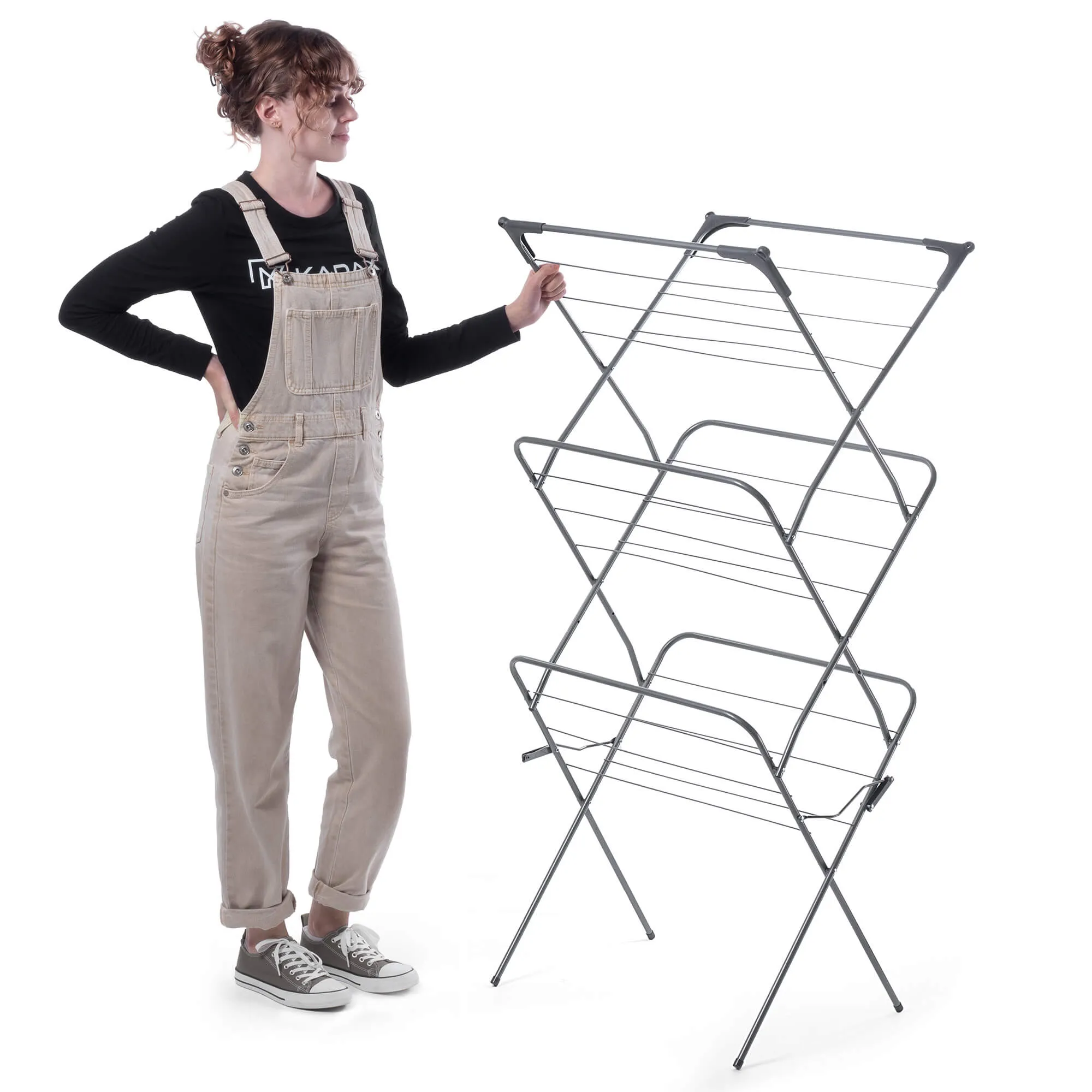 Vertikali drabužių džiovyklė „Pawia“, 138 x 60 cm, juoda