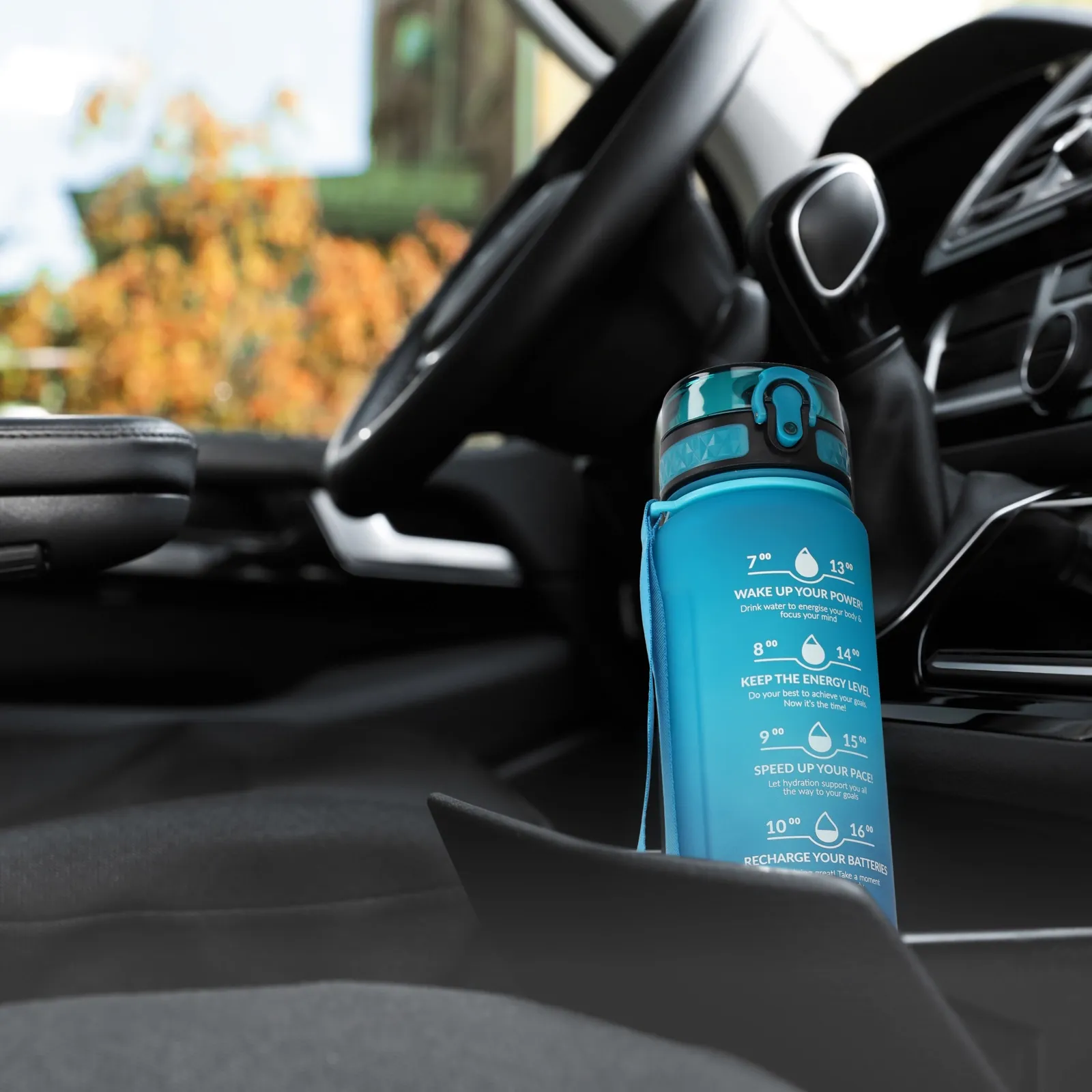 Motyvuojantis vandens buteliukas 1 l mėlynas