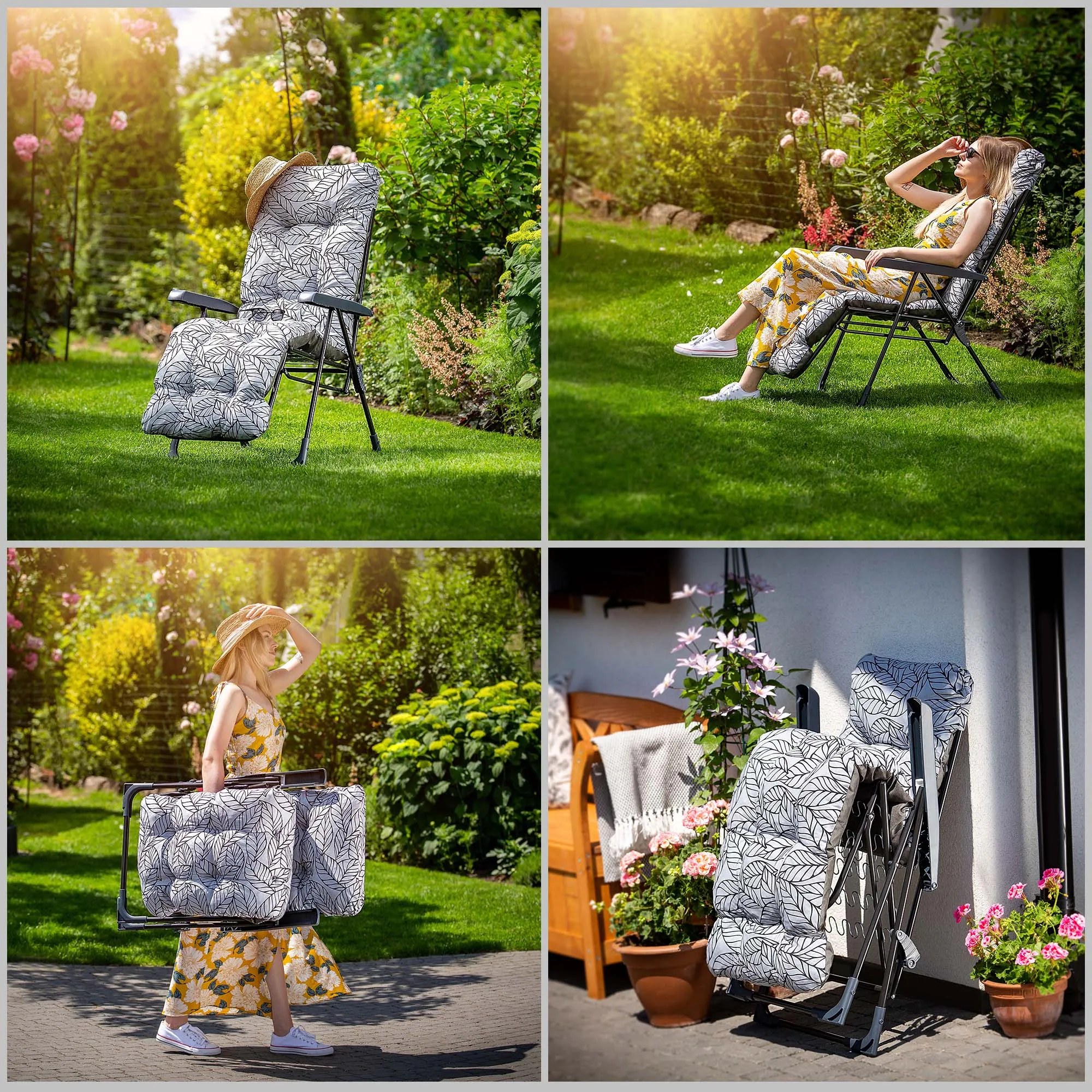 „Soller Plus“ sodo gultas 150 x 68 cm „Pilki lapai“