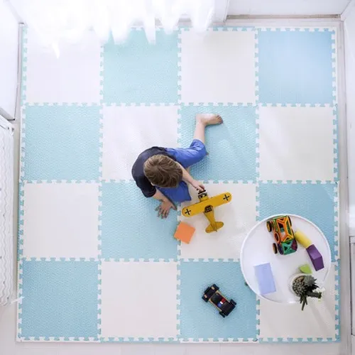 Ricokids didelis putplasčio dėlionės kilimėlis 60x60 cm 4 vnt. mėlynos ir baltos spalvos - nuotrauka 1