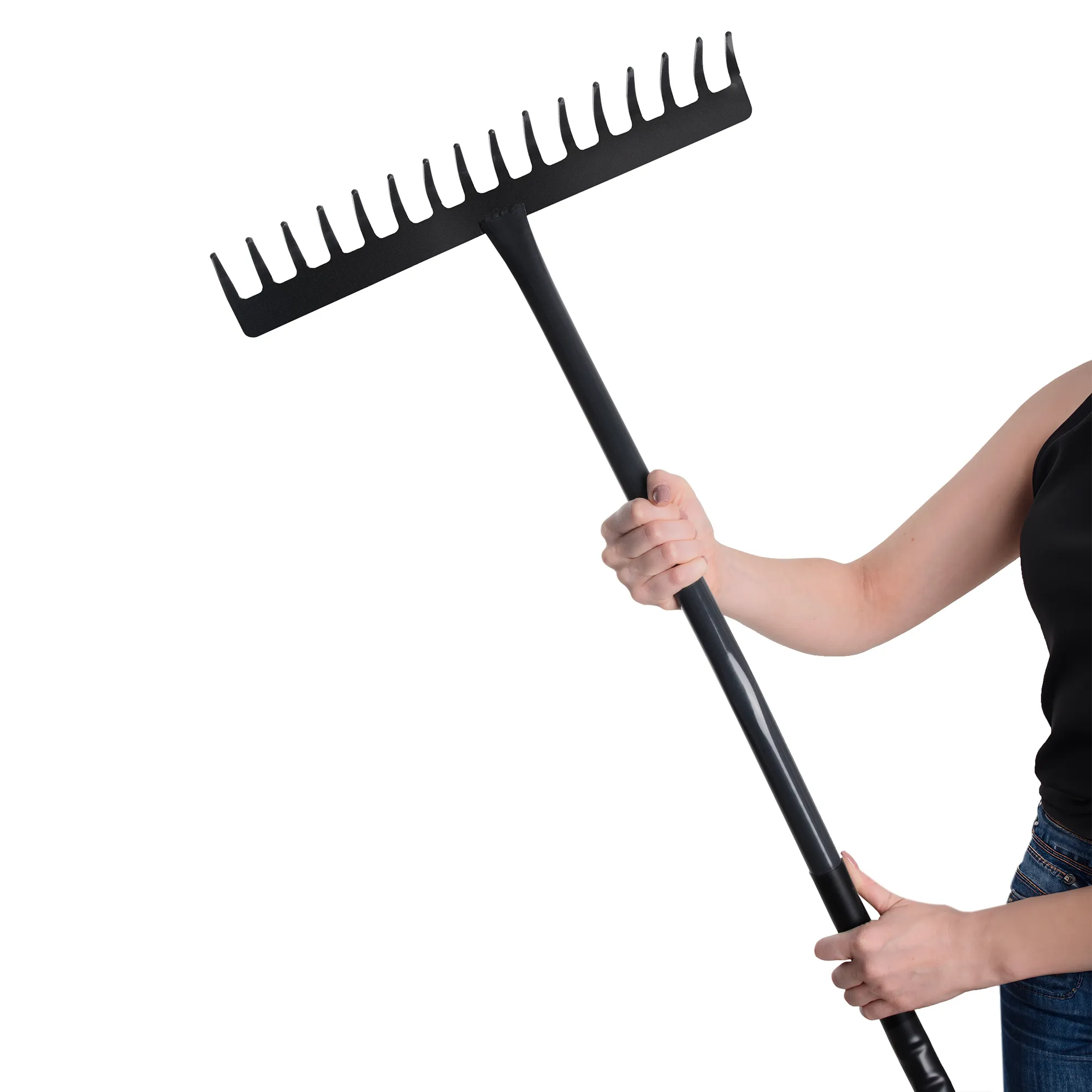 Peone ergonomiškas 16 dantų grafitinis metalinis grėblys