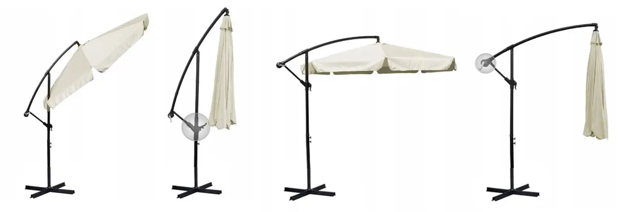 Sulankstomas sodo skėtis, 8 segmentų, smėlio spalvos, 350 cm - nuotrauka 1