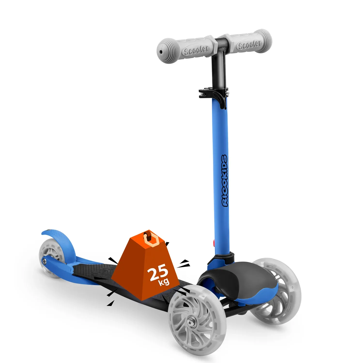 „Ricokids Loco“ triratis paspirtukas – mėlynas - nuotrauka 1