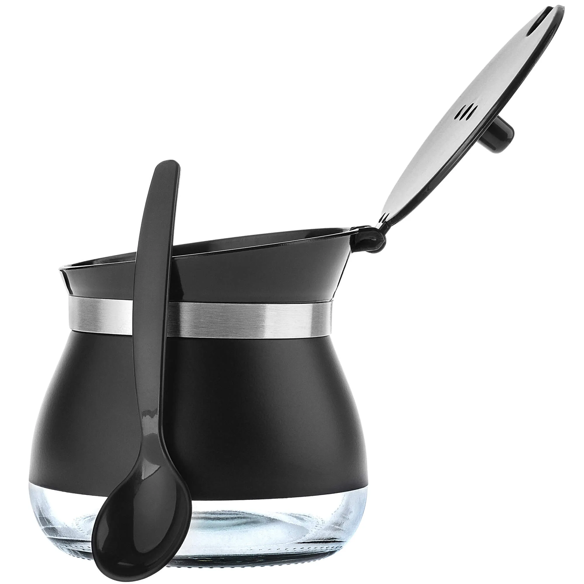 Lerin stiklinė cukrinė su šaukšteliu, 270 ml, juoda