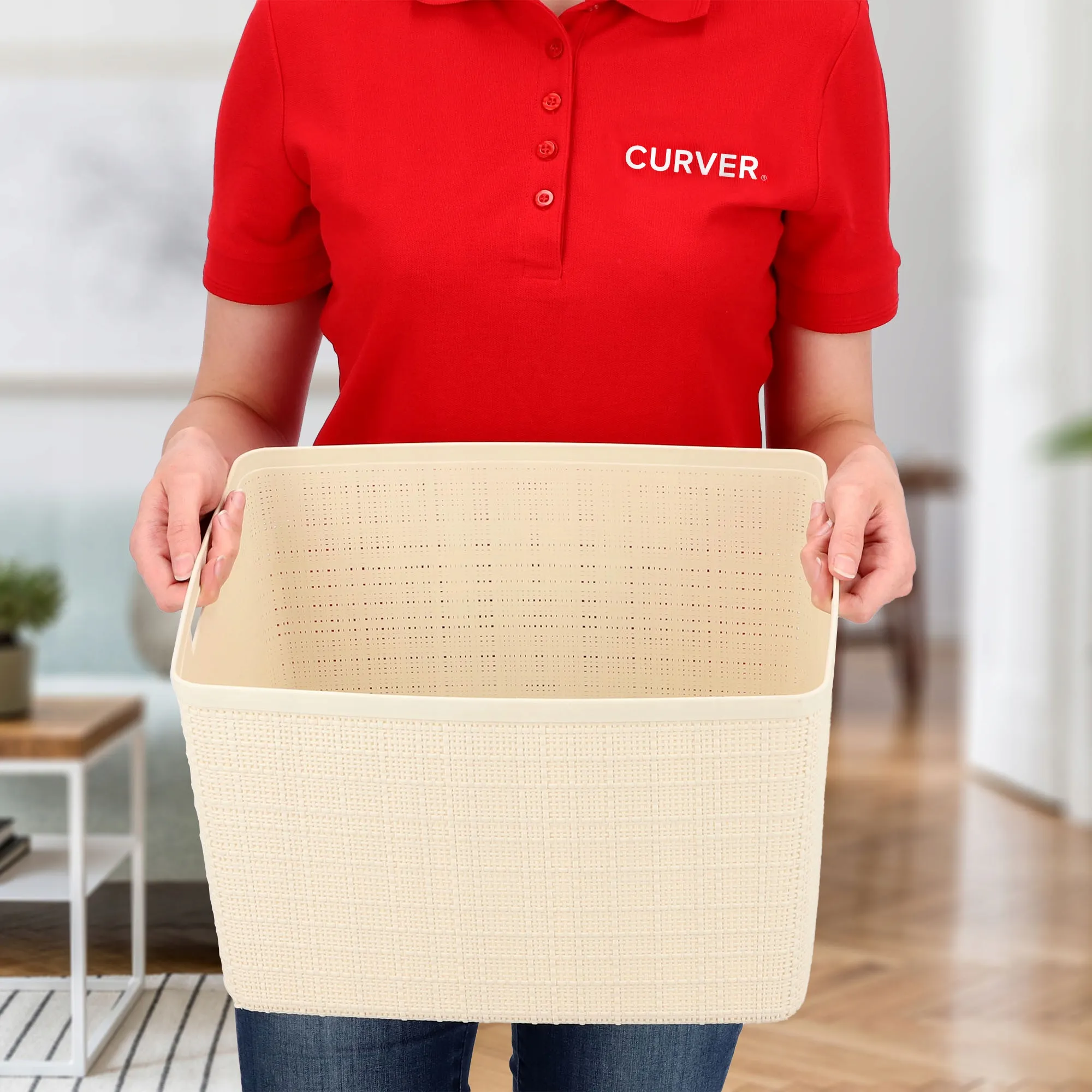 20 l „Curver“ džiuto laikymo konteineris, kreminės spalvos