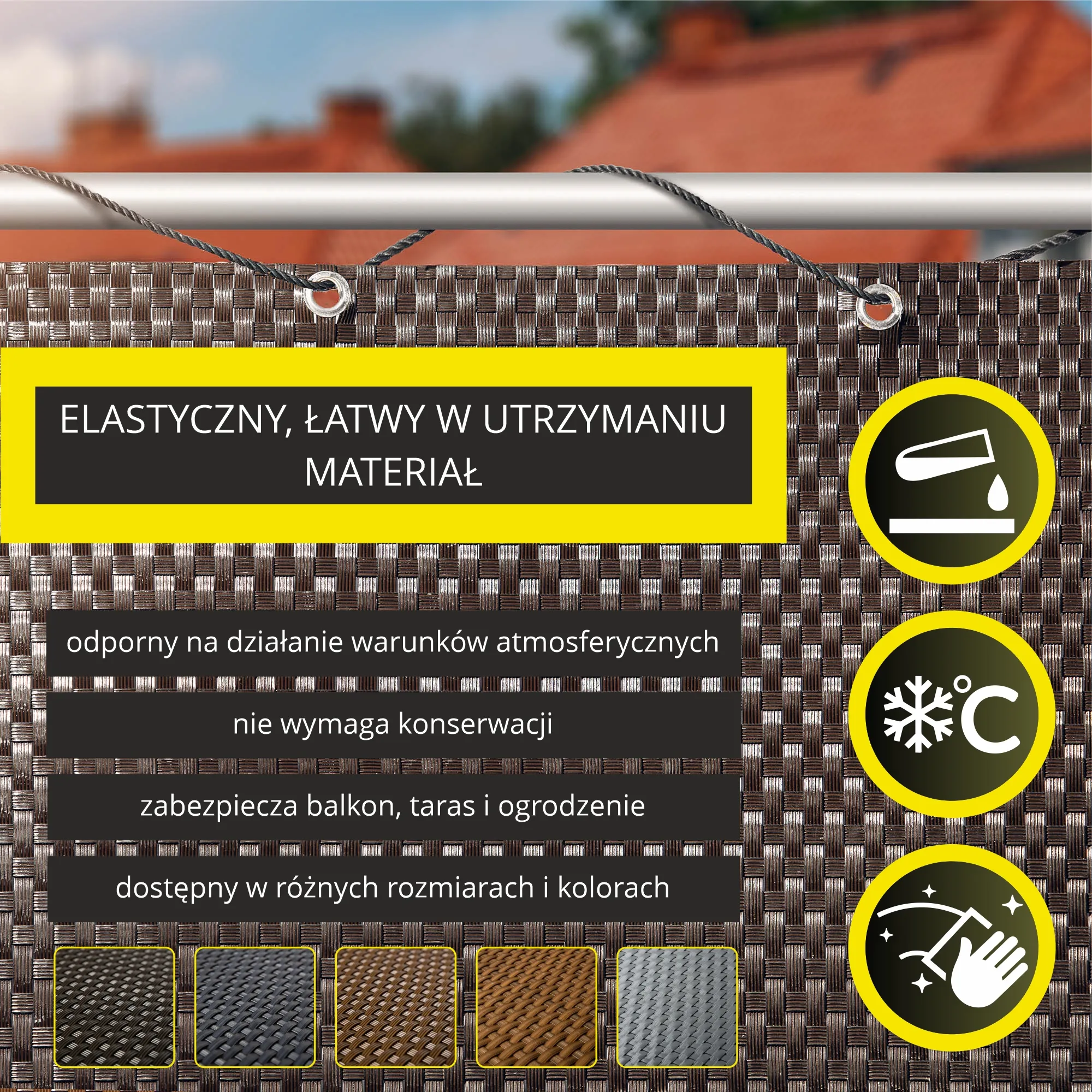 Skei balkono uždangalas 100 x 600 cm, tamsiai rudas