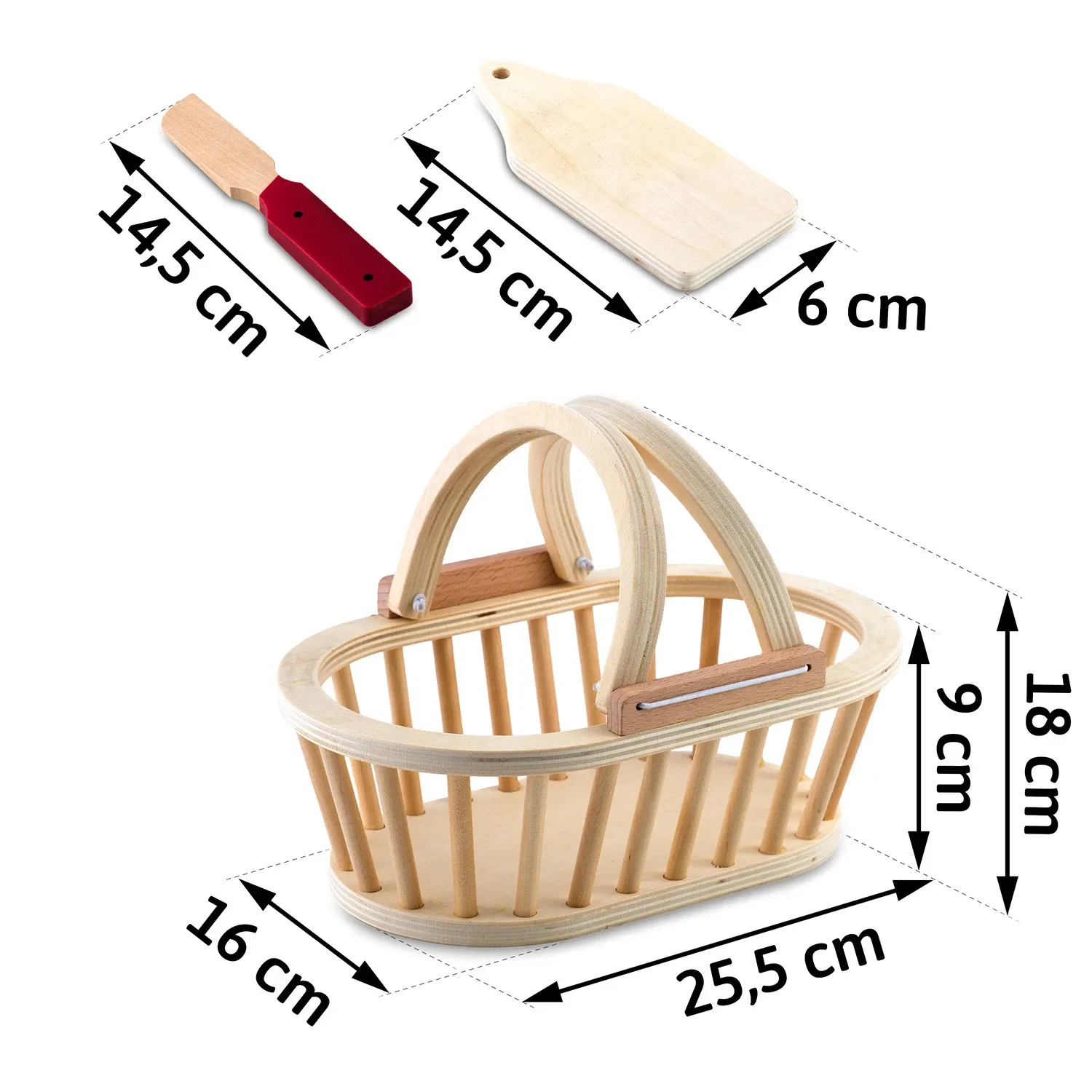 Medinis žaislų krepšelis su vaisiais pjaustymui, 9 vnt. RK-870 Ricokids - nuotrauka 1