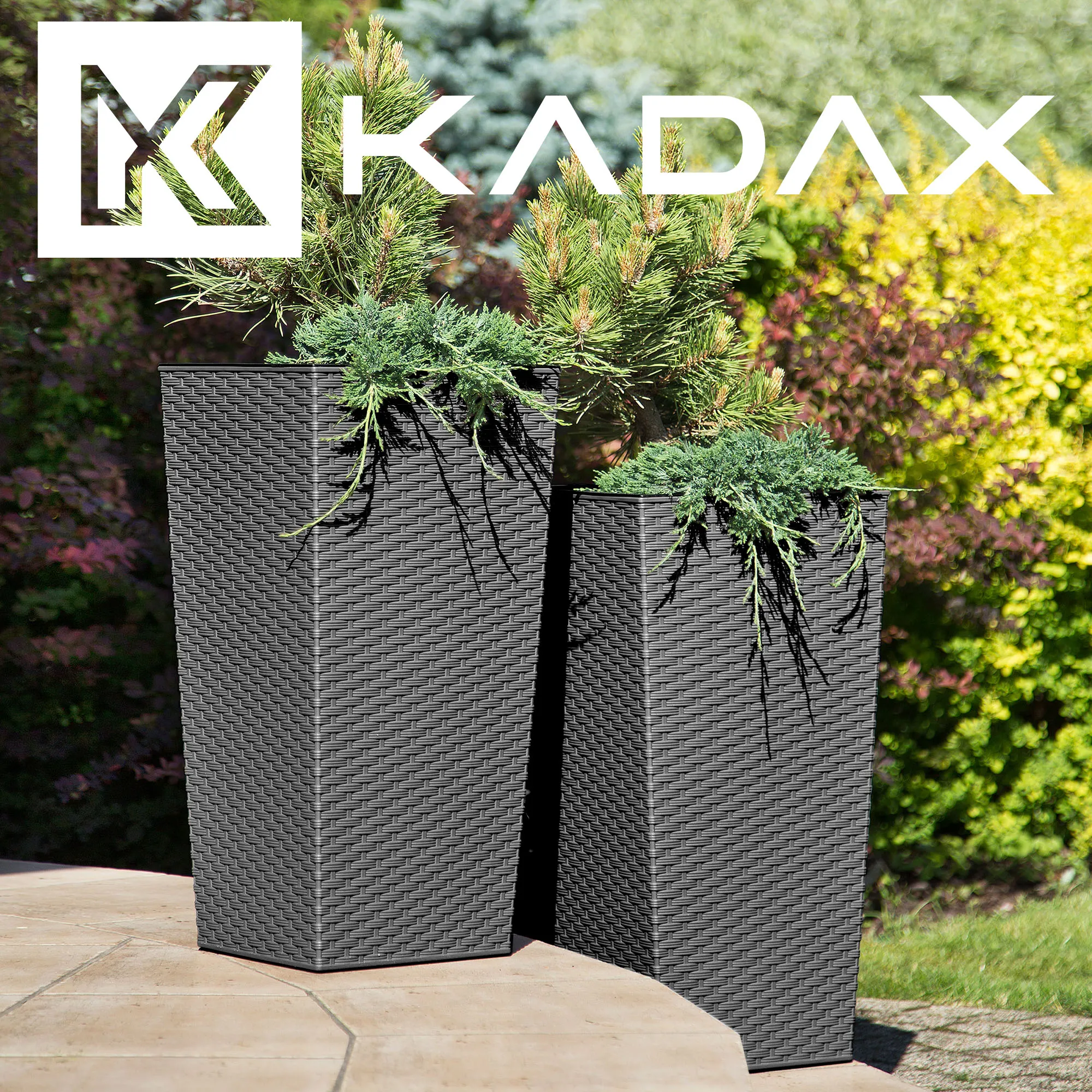 Pesaro rotango gėlių vazonai su įdėklu 19 cm + 25 cm + 30 cm