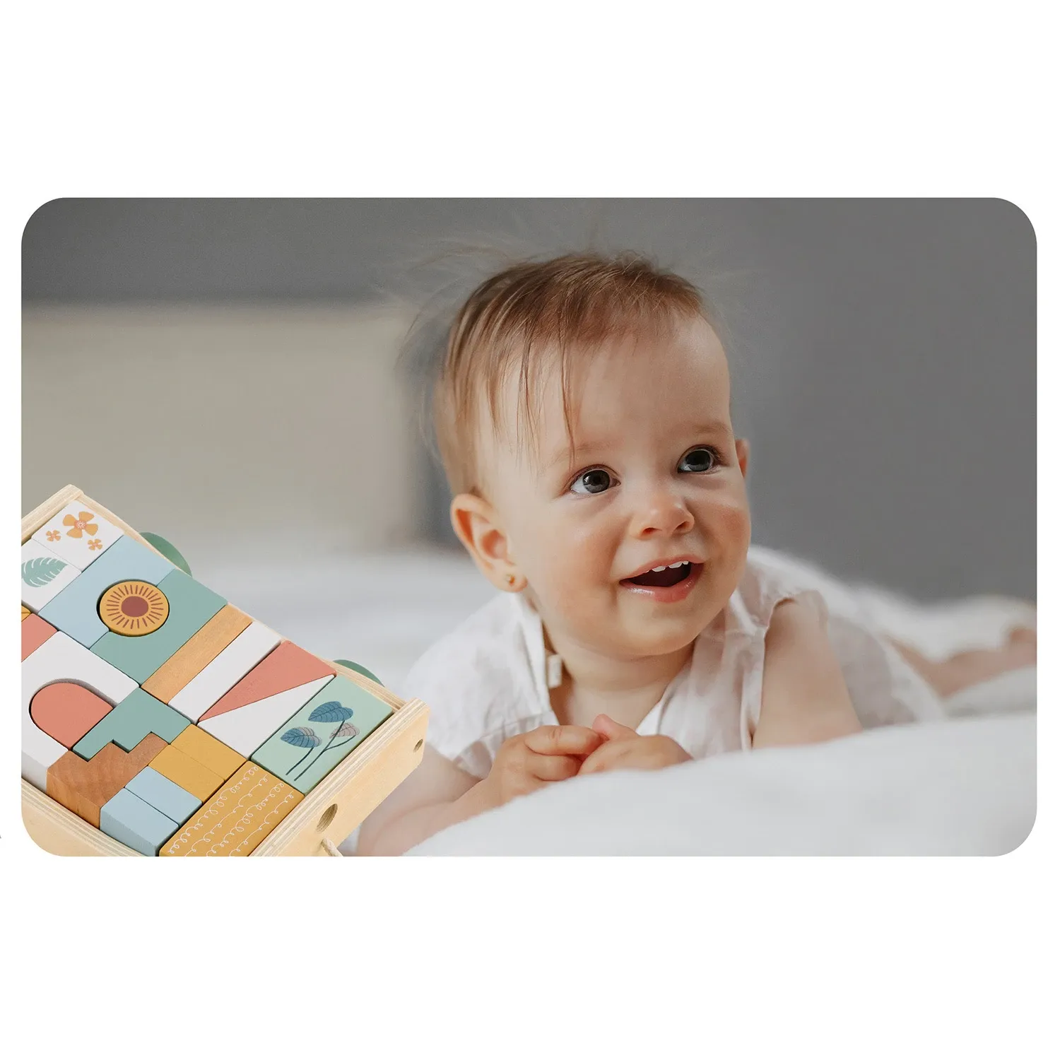 Medinis traukiamas žaislas su kaladėlėmis NK-853 Nukido - nuotrauka 1