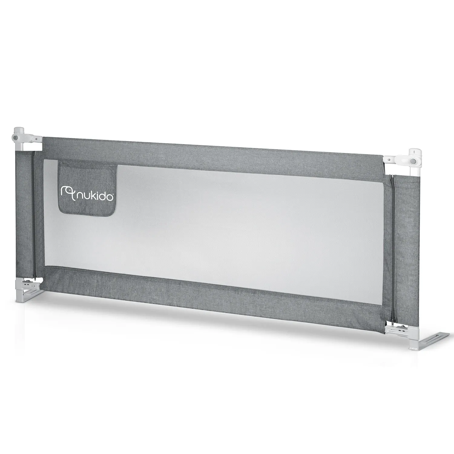 Lovos apsauginis turėklas, apsauginiai varteliai, spyna, 200 cm, Nukido NK-227, pilkas - nuotrauka 1