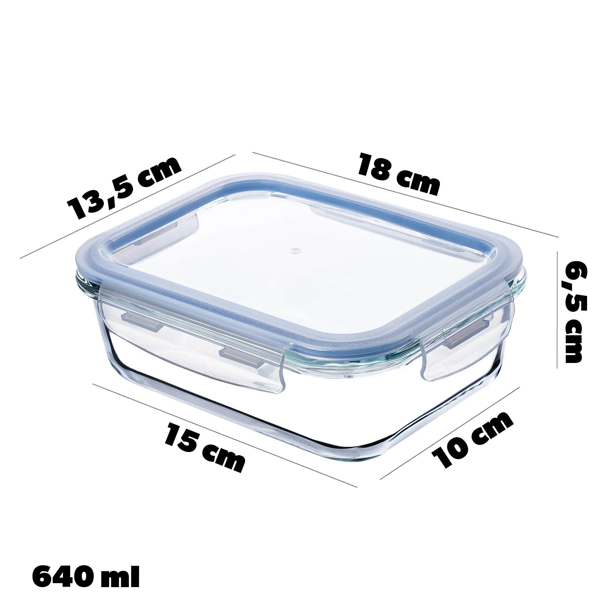 Athie stačiakampių indelių rinkinys 370 ml + 640 ml + 1040 ml