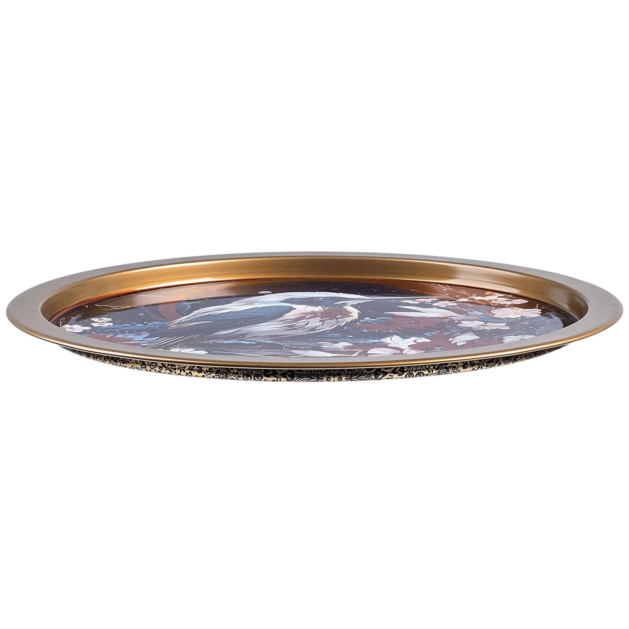 Terzone apvalus litografuotas padėklas 32,5 cm metalinis „Naktinis žvejys“