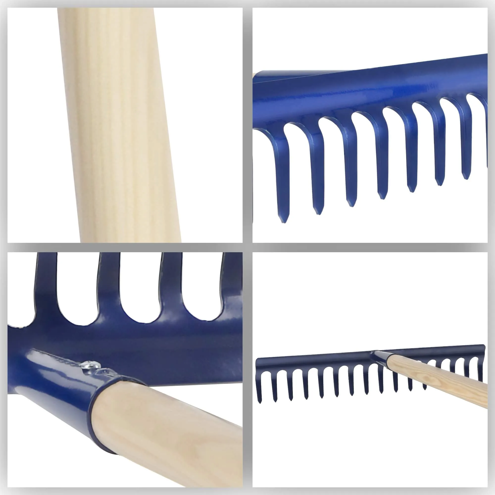 Vinci metalinis grėblys 48 x 155 cm, mėlynas, 16 dantų