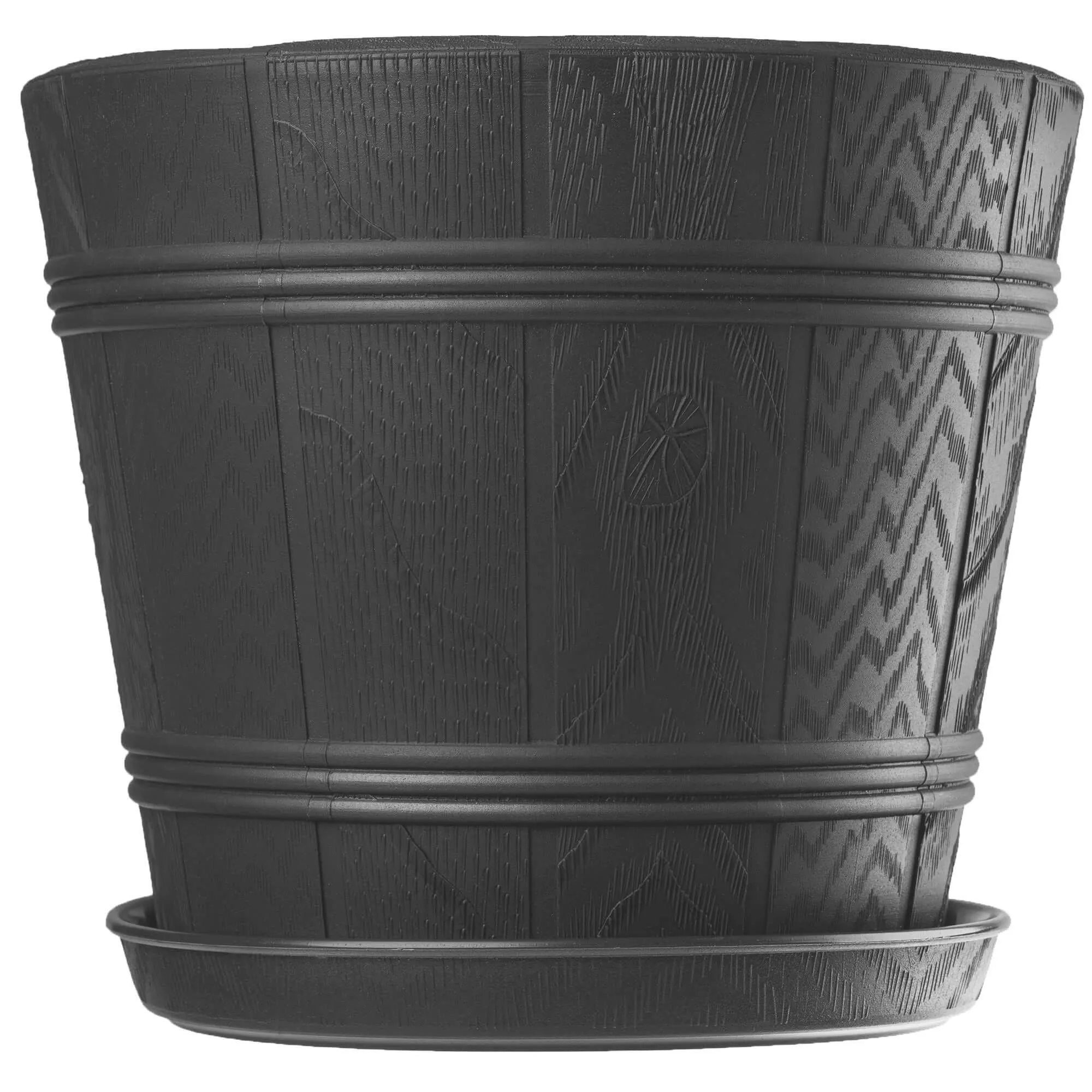 Pula medžio imitacijos vazonas su lėkštute 22 cm