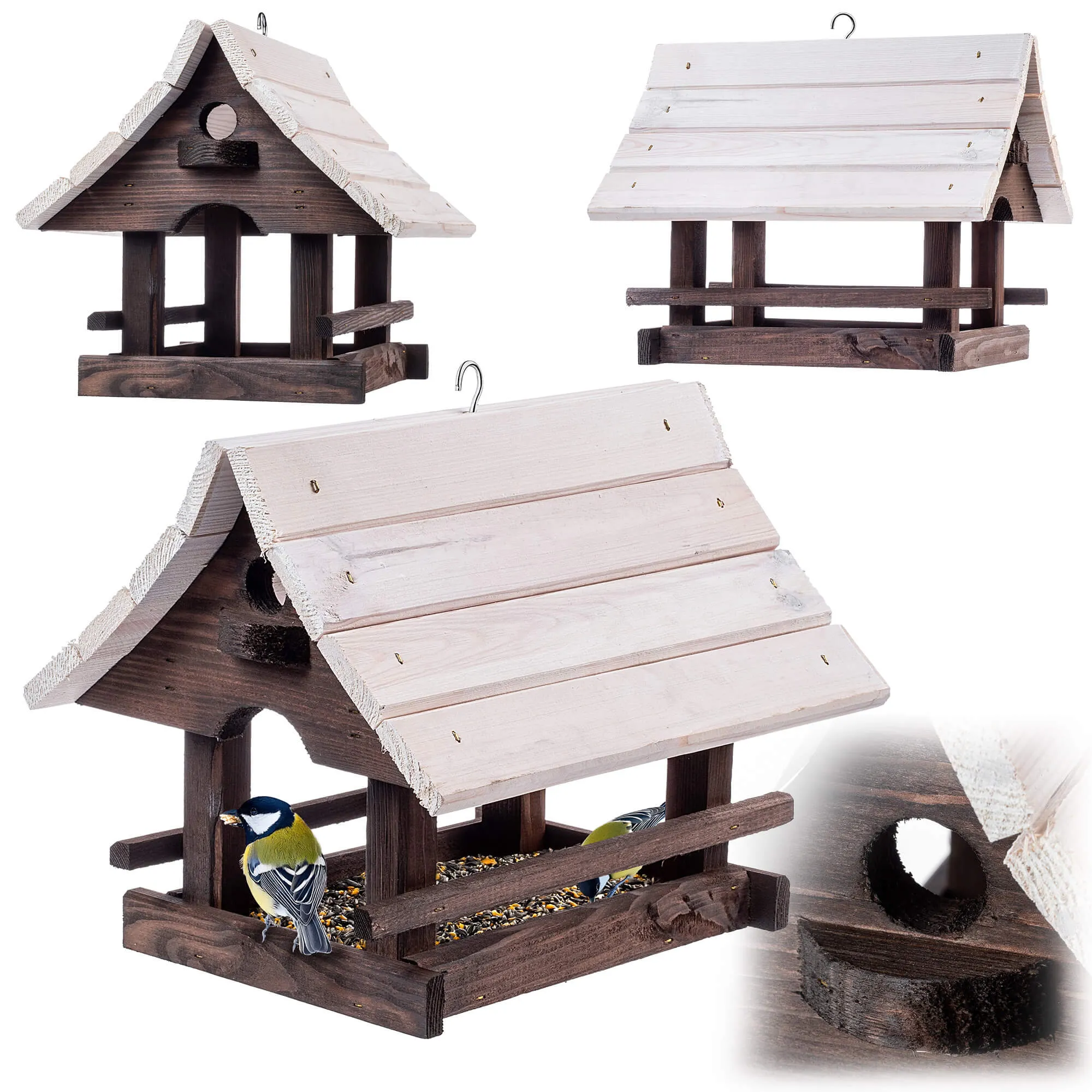 Arbis paukščių lesyklėlė, 30 x 25 cm, ruda ir balta