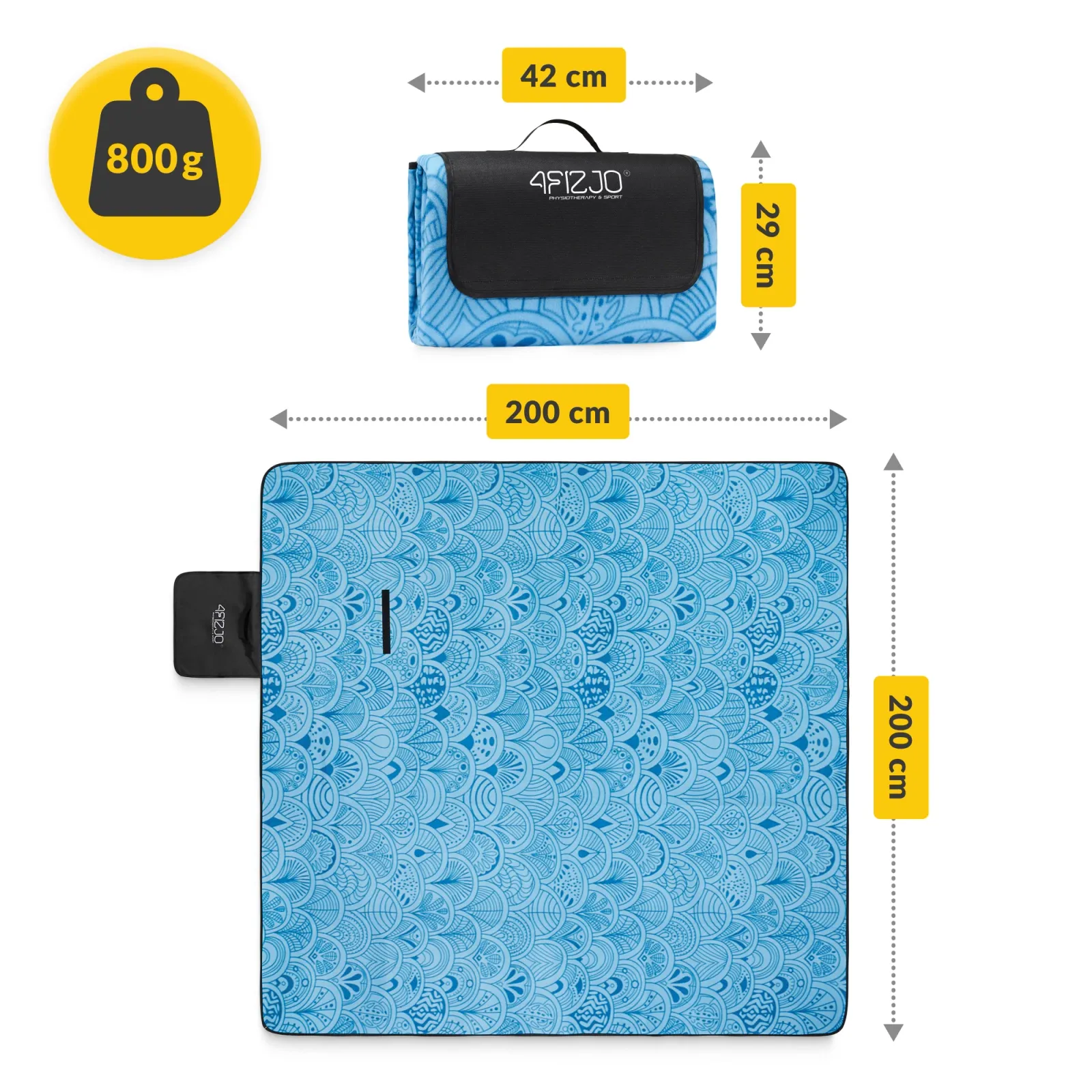 Izoliuota paplūdimio pikniko antklodė 200 x 200 cm