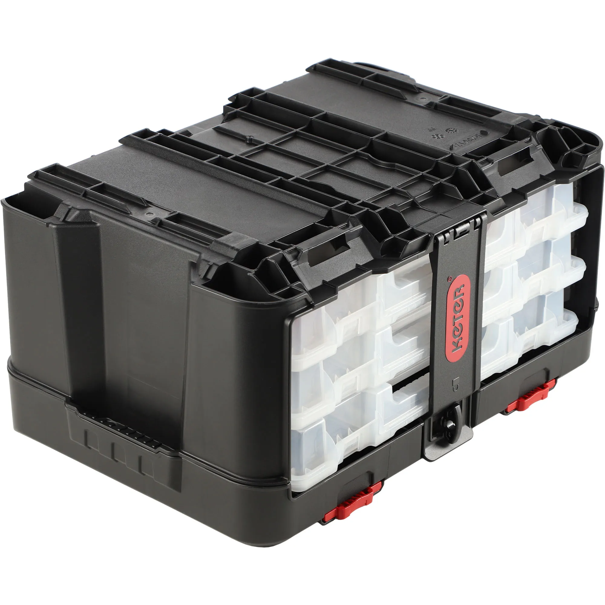 Keter Stack ‘N’ Roll 37,1 l talpos organizatorių dėžė su 3 organizatoriais