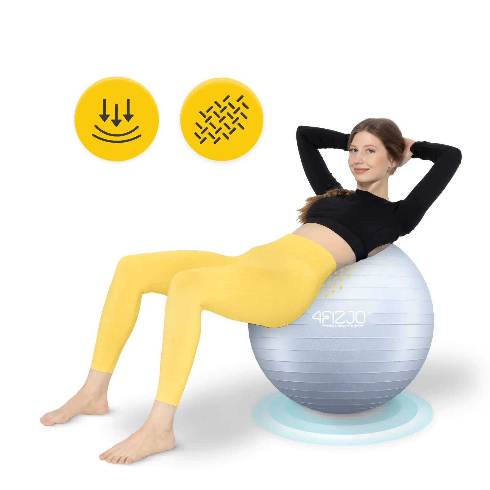 Pripučiamas gimnastikos kamuolys 75 cm pilkas