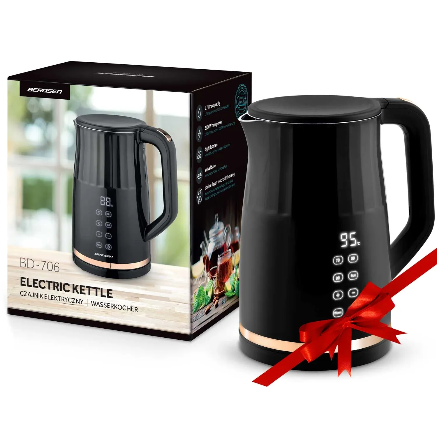 Berdsen BD-706 elektrinis virdulys 1,7 l, juodas - nuotrauka 1