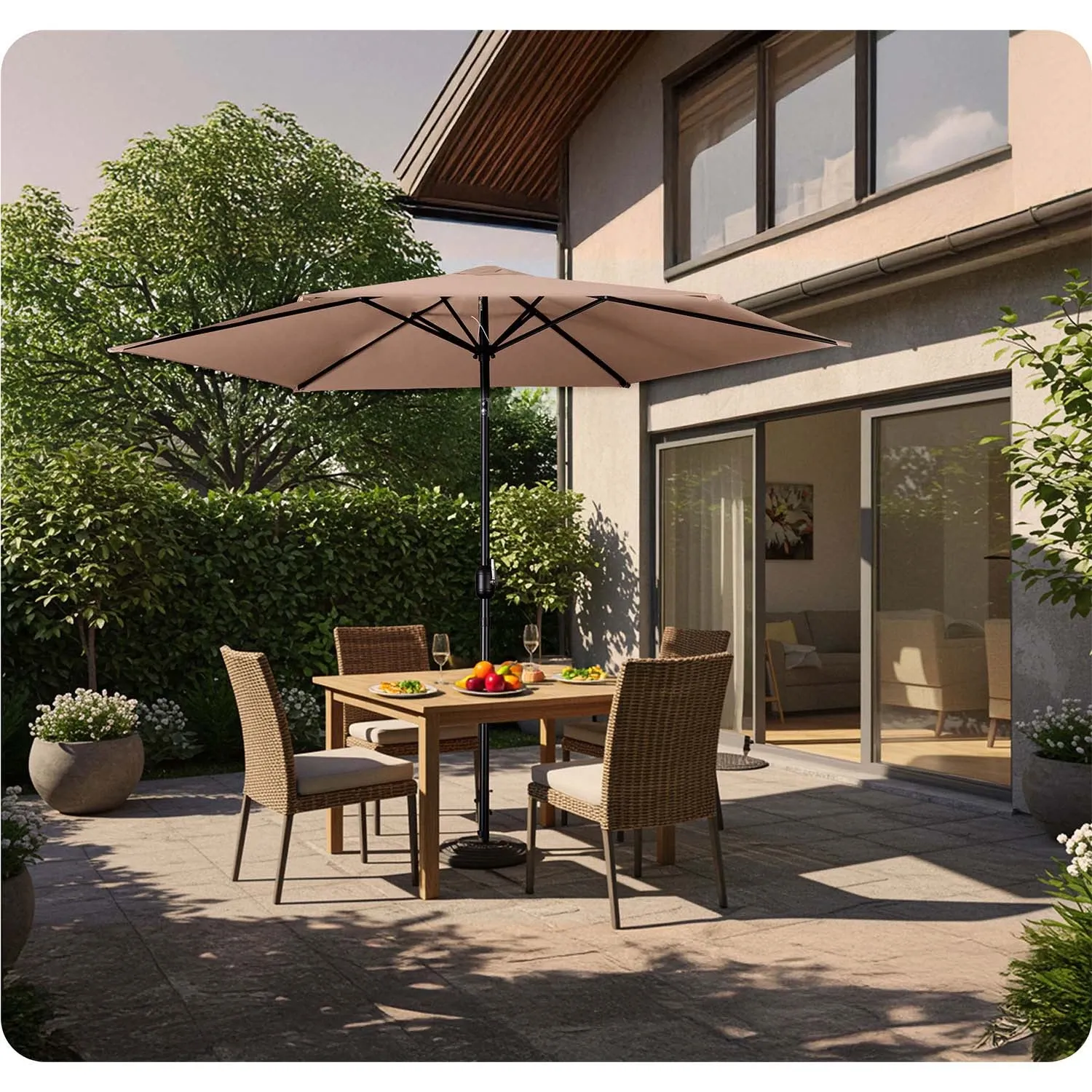 Sulankstomas sodo skėtis, 6 dalių, 300 cm, su uždanga, „Plonos PL-884“ - nuotrauka 1