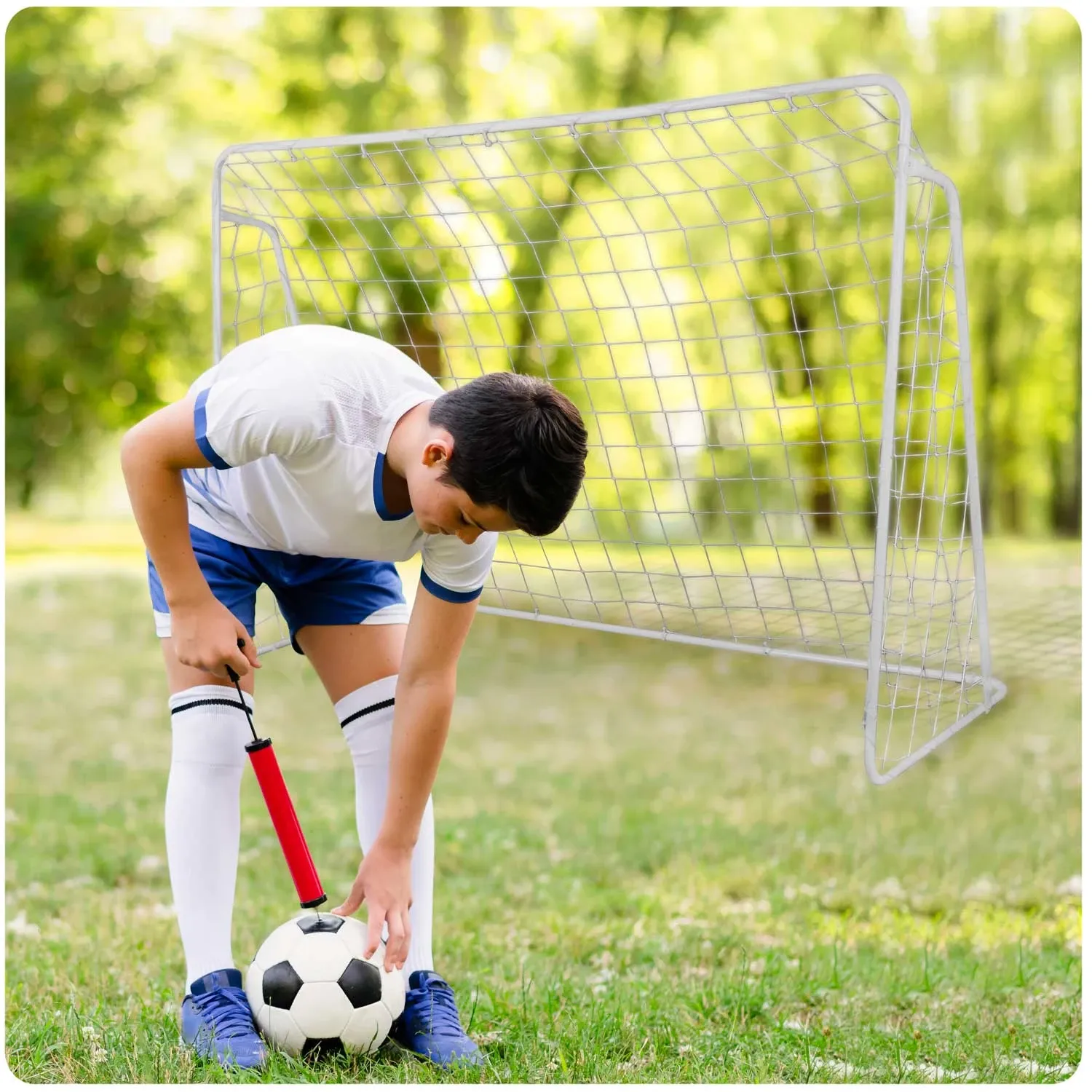 Futbolo vartai 245 x 155 x 80 cm + taikinio kilimėlis - nuotrauka 1
