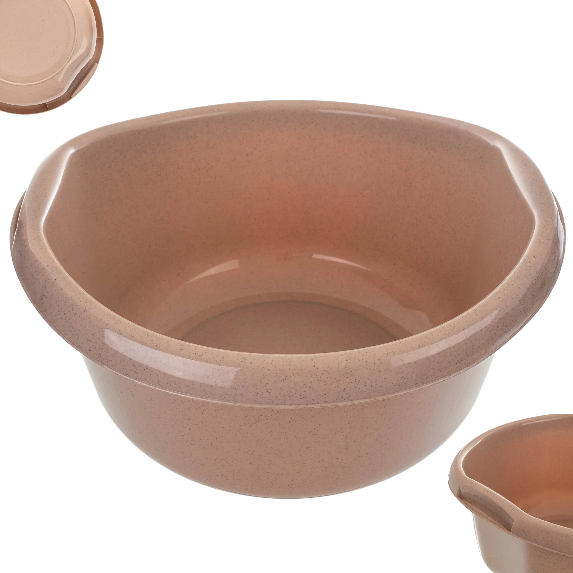 Treix 15 l smėlio spalvos plastikinis praustuvas su rankenomis