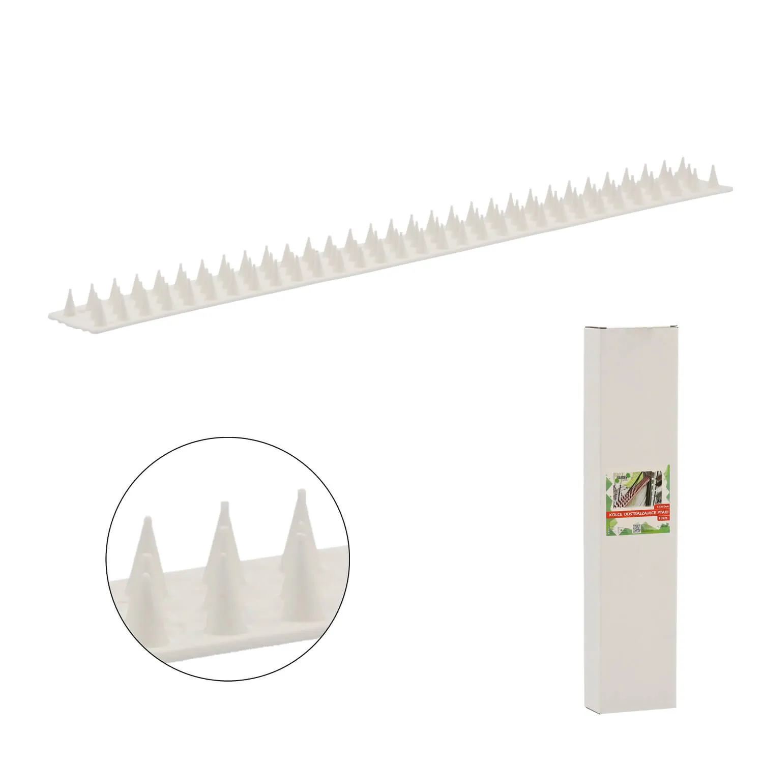 „Tosta“ plastikiniai spygliai nuo paukščių, 4,5 x 50 cm, balti, 1 vnt.