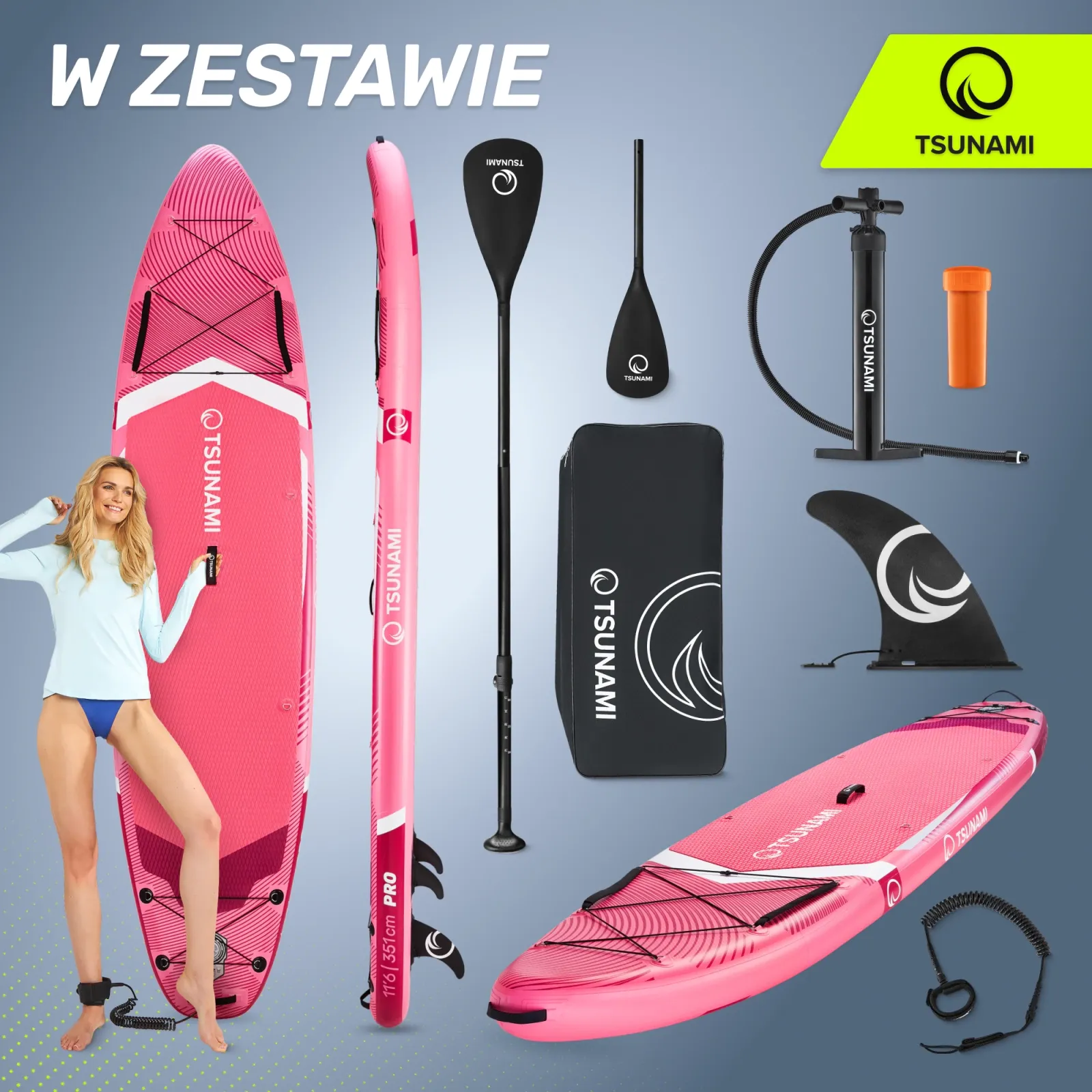 SUP PRO TSUNAMI irklentė 350 cm T10