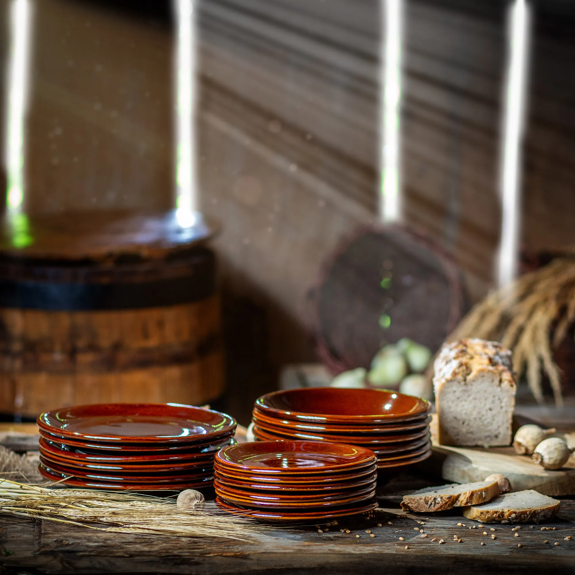 Olympia gilios akmens masės lėkštės 23 cm, 4 vnt.