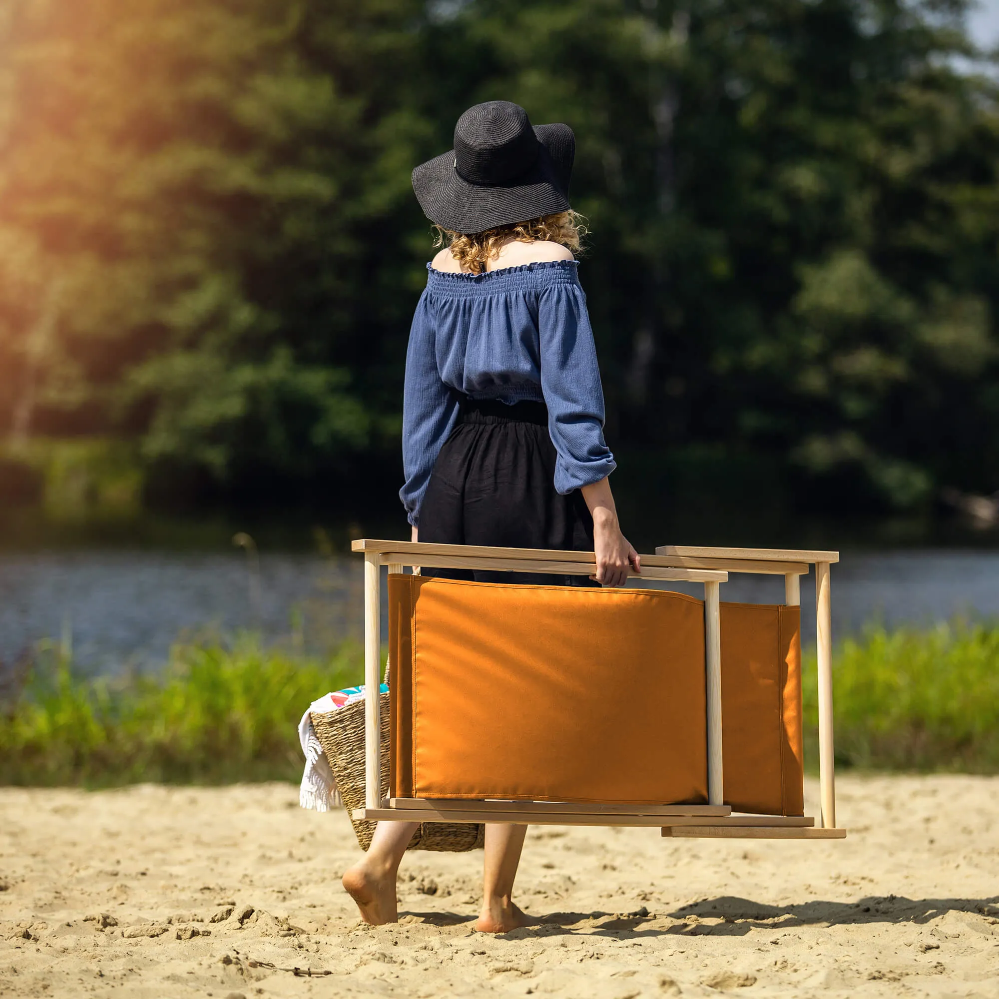 Tulon medinis šezlongas 80 x 63 cm oranžinis