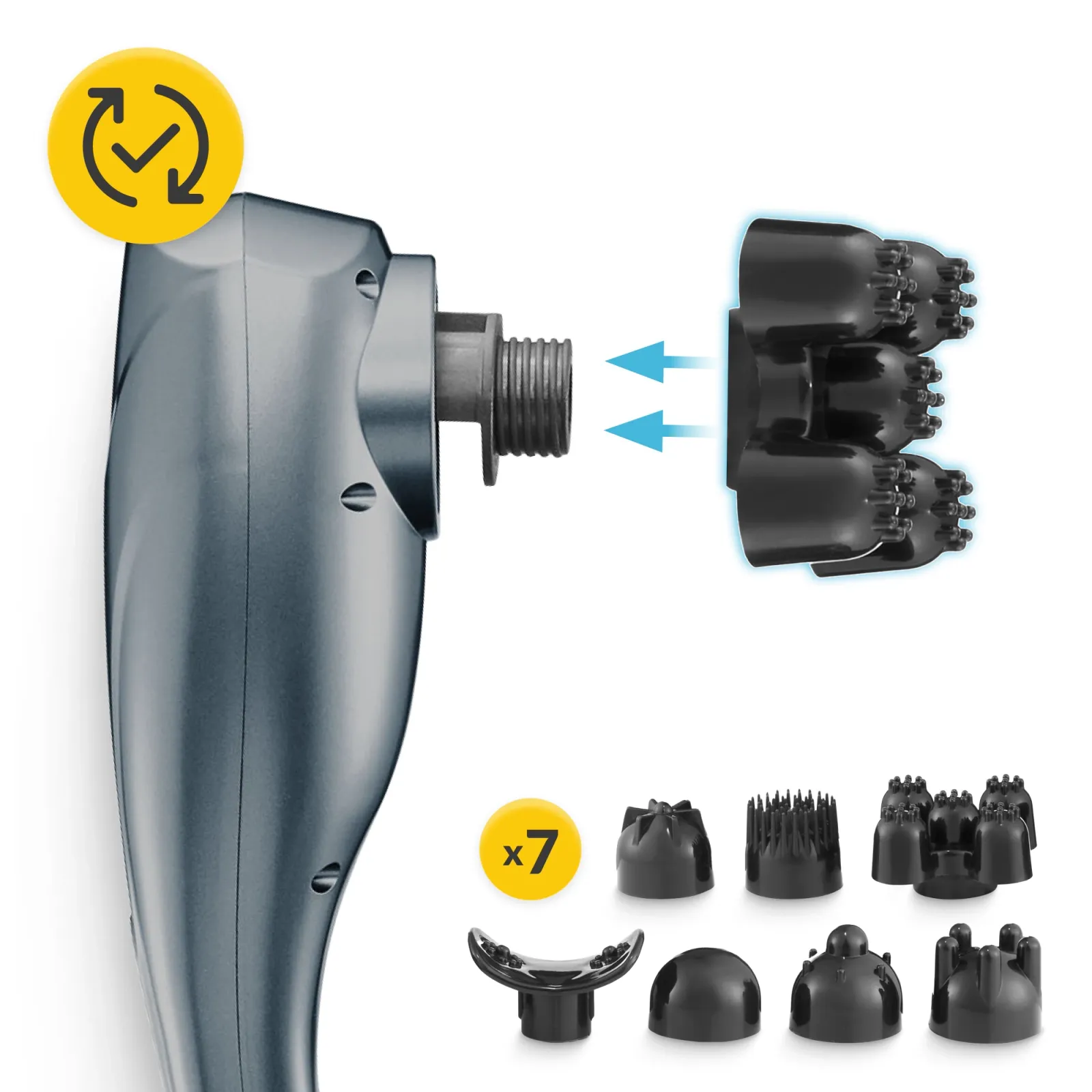 Rankinis vibruojantis kūno masažuoklis pilkas