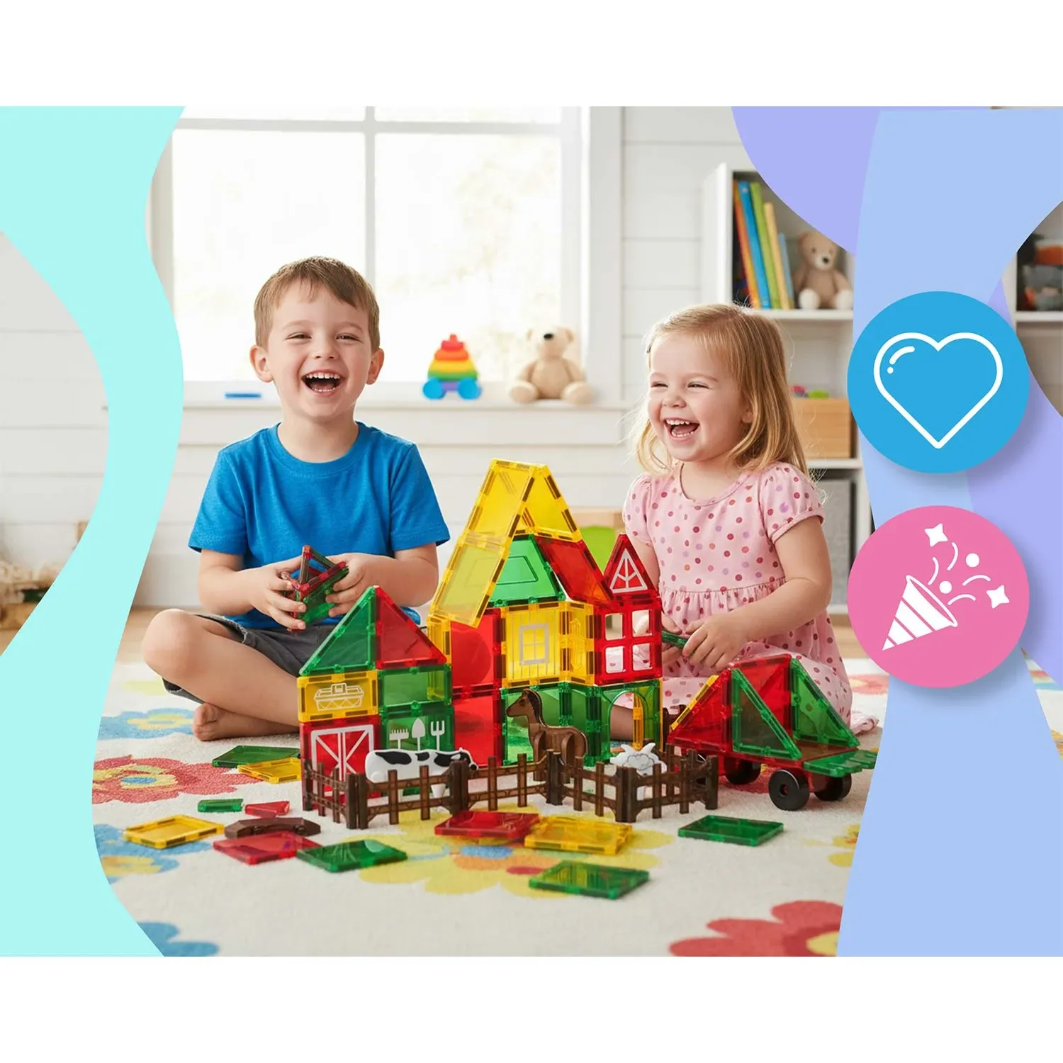 Magnetiniai edukaciniai konstruktoriai gyvūnų ferma RK-781 Ricokids - nuotrauka 1