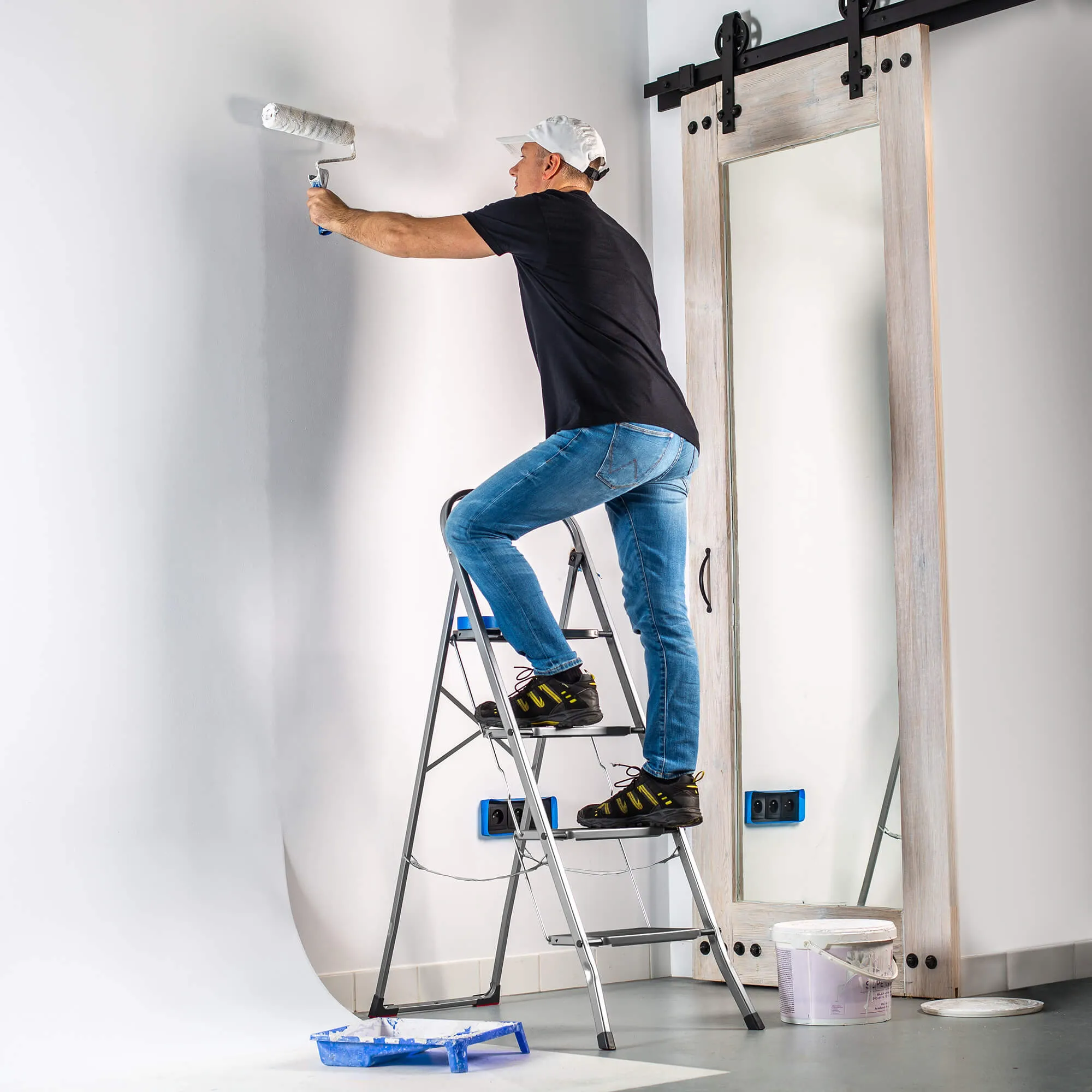 „Toro“ plieninės kopėčios su platforma, 4 laipteliai, 150 kg