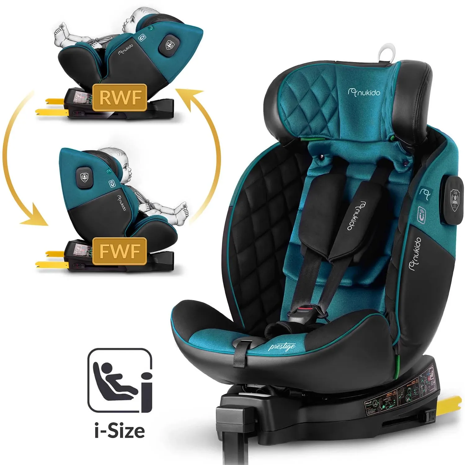 „Nukido Prestige Line“ automobilinė kėdutė, juoda ir mėlyna, 0-36 kg, ISOFIX - nuotrauka 1