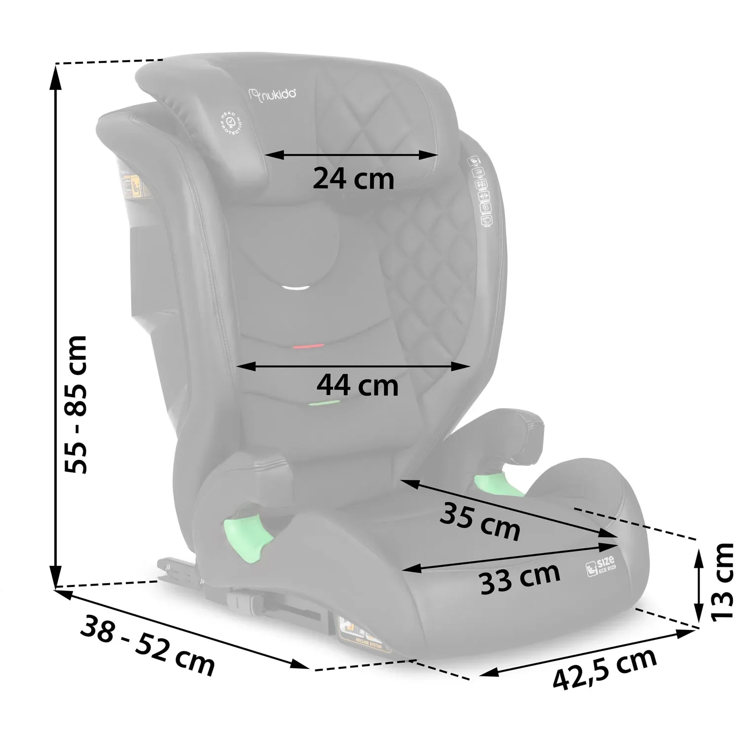 Nukido Louis automobilinė kėdutė, juoda, 15-36 kg, ISOFIX - nuotrauka 1