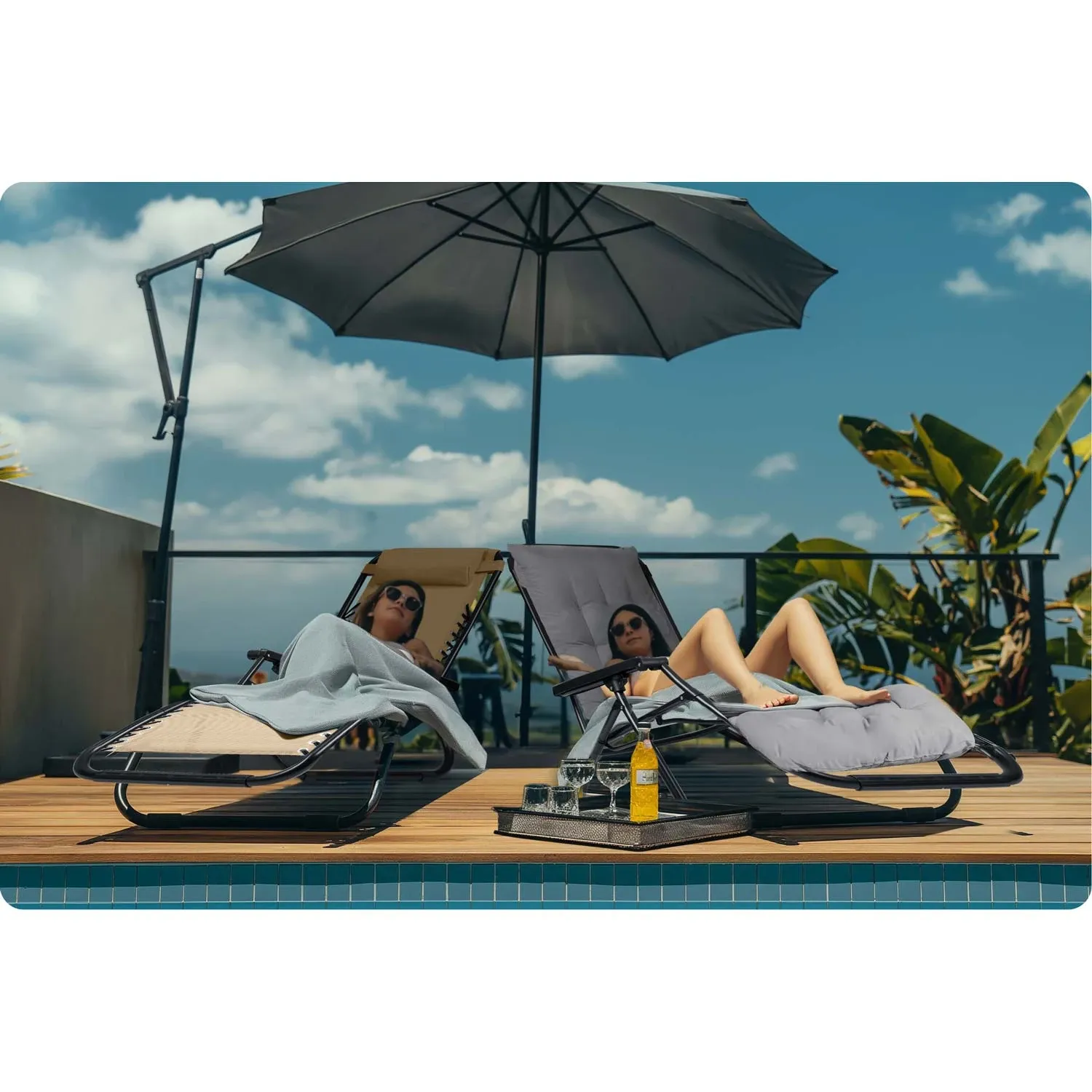 Sulankstomas sodo gultas su pagalvėle Sofotel ChillWell, 2 vnt. rinkinys - nuotrauka 1