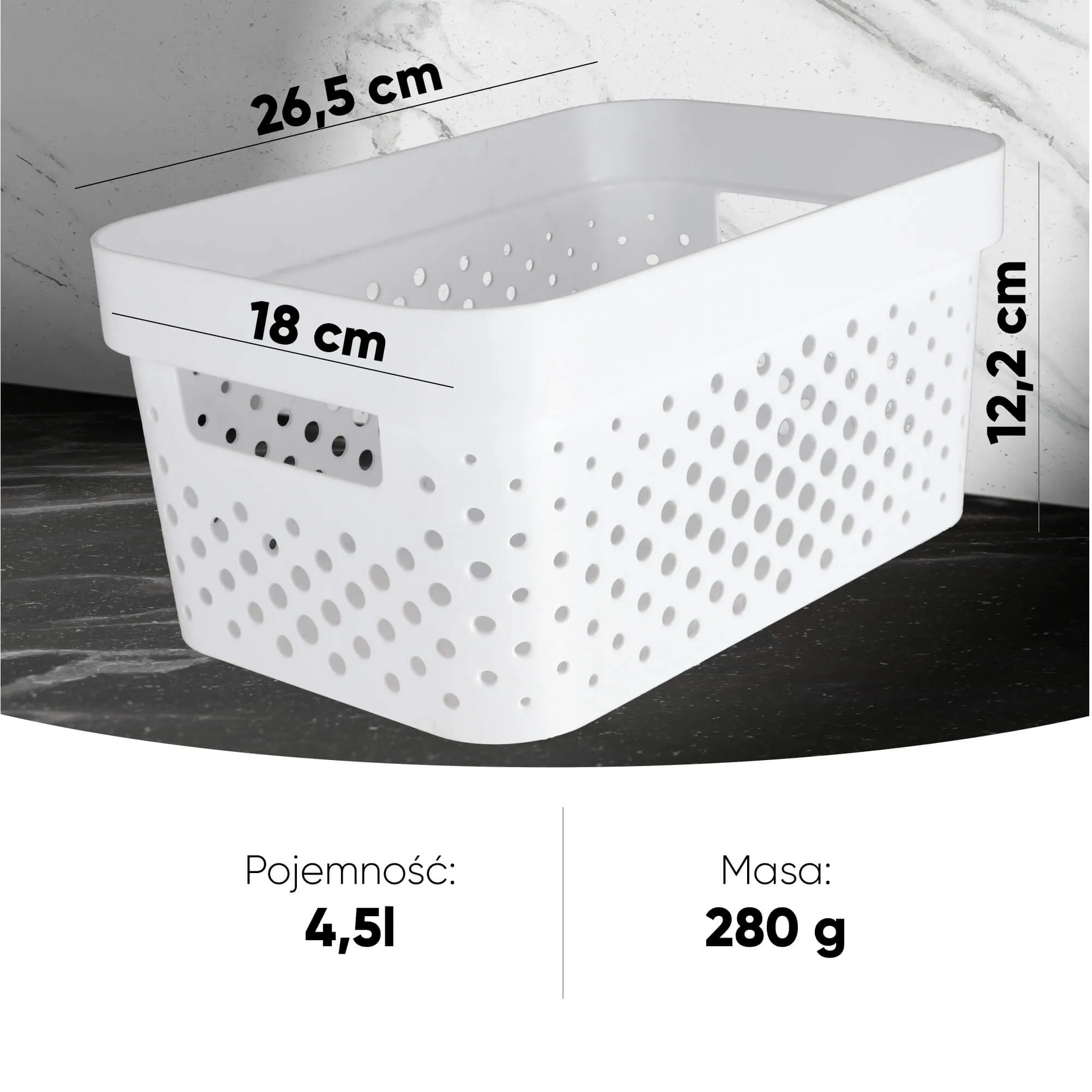 Infinity Eko Curver 4,5 l plastikinis indas, baltas