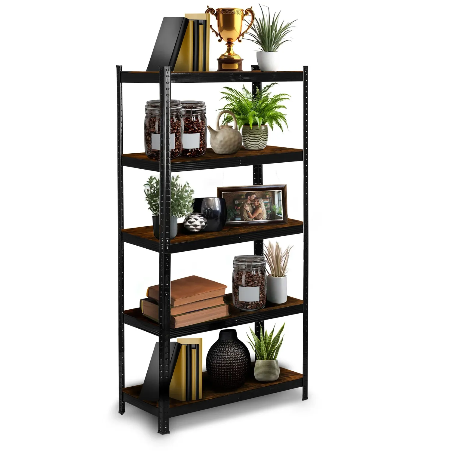 Metalinė daiktų laikymo lentyna 180 x 90 x 40 cm Humberg HR-852 juoda - nuotrauka 1