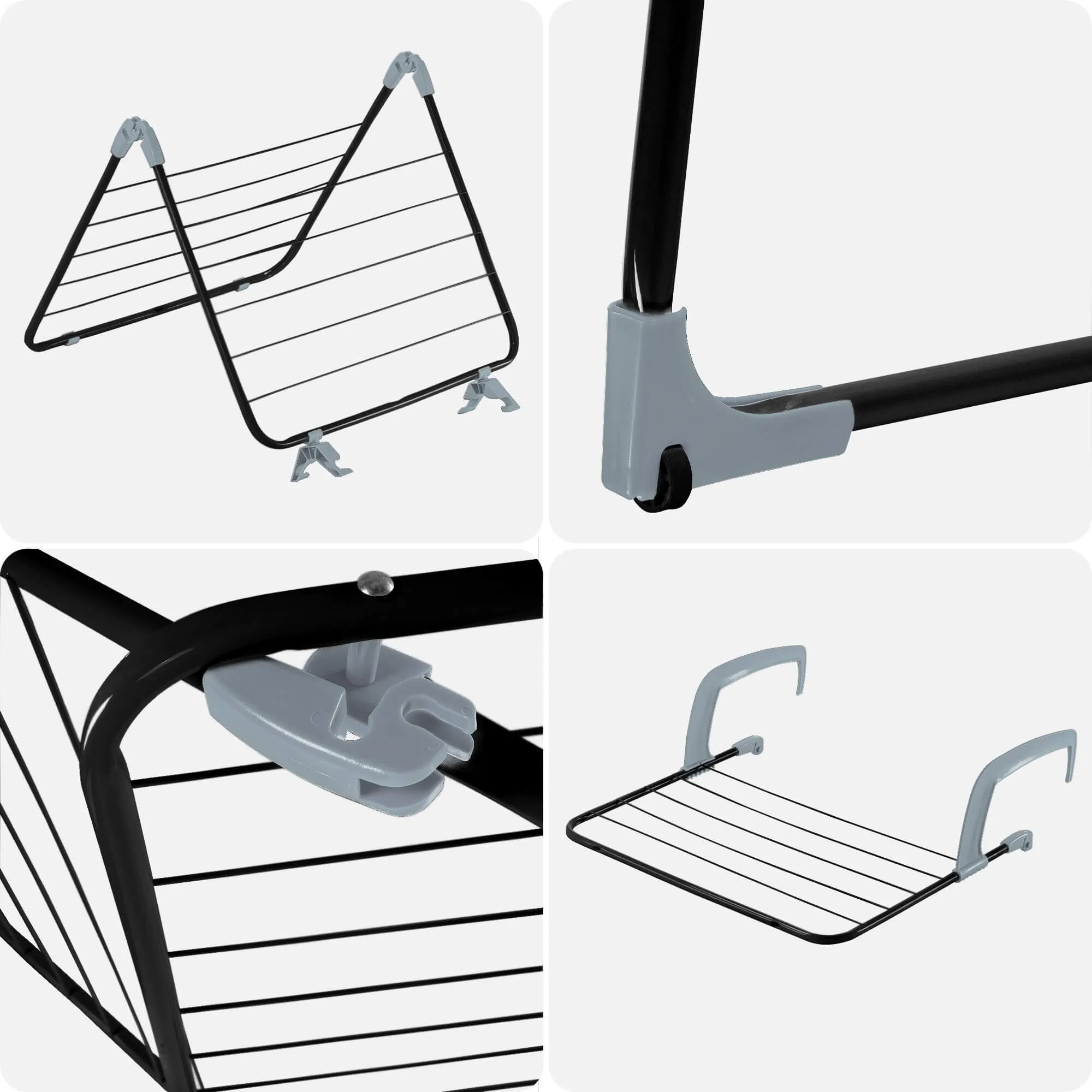 Sava 3 viename pastatoma drabužių džiovyklė, 168 cm, juoda