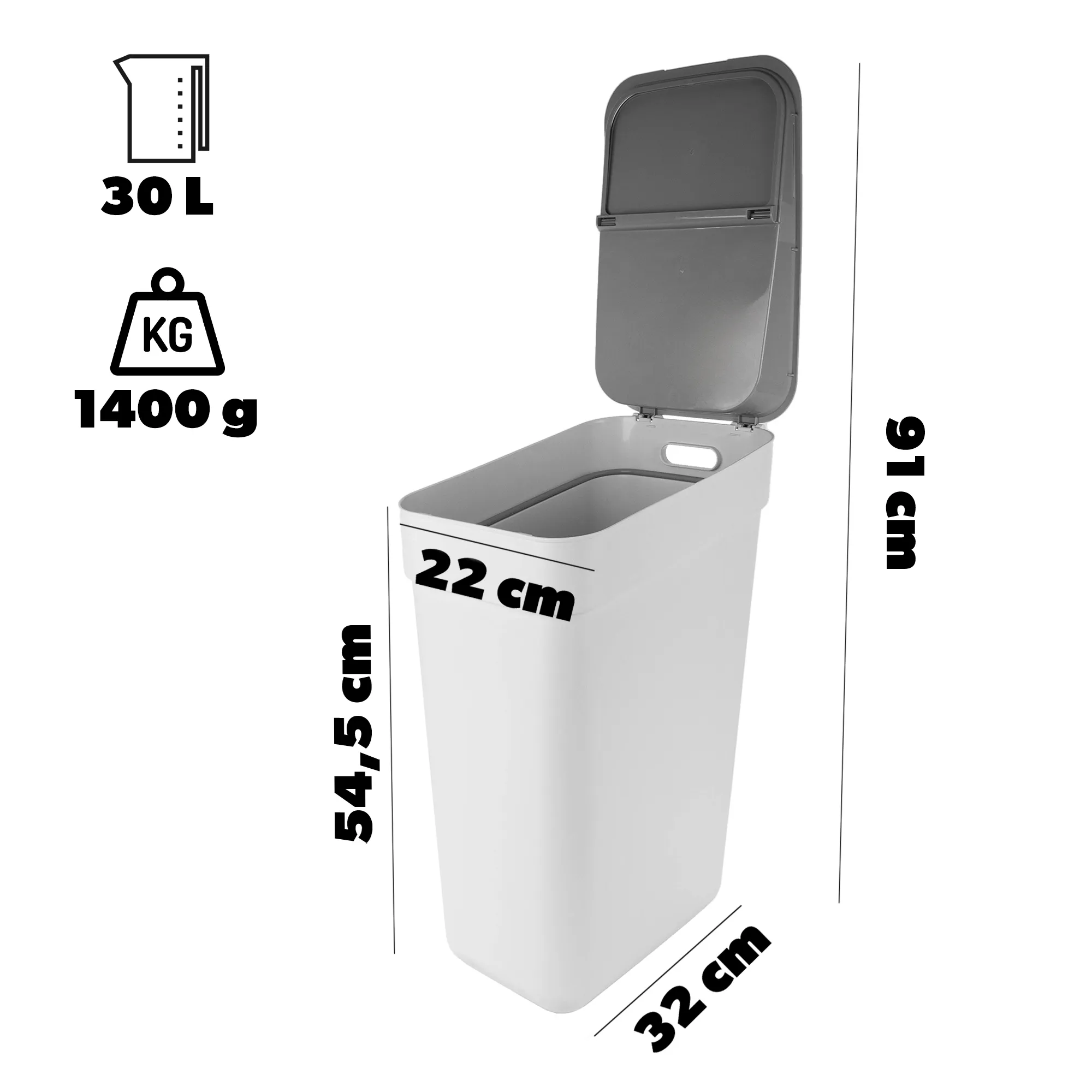 Curver Ready to Collect 30 l atliekų rūšiavimo šiukšliadėžė, balta